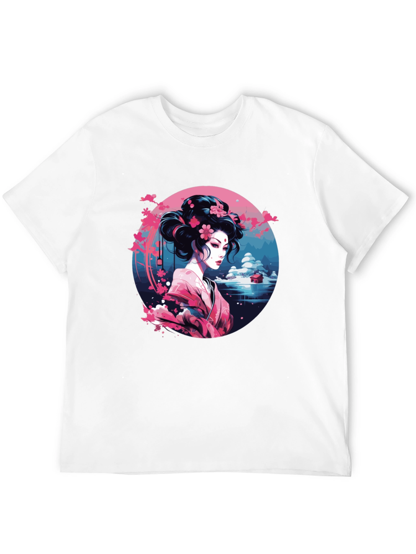 Geisha Art Black Tee - Unique Asian Design
