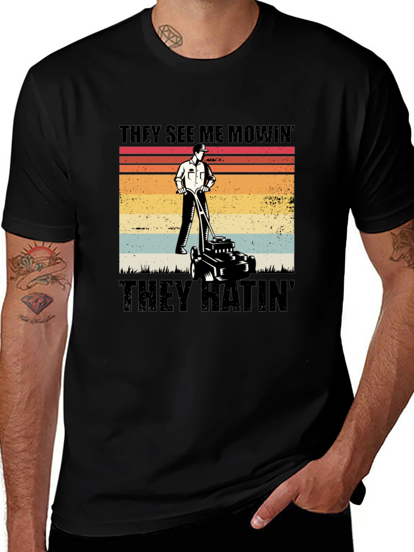 They See Me Mowin Black T-Shirt