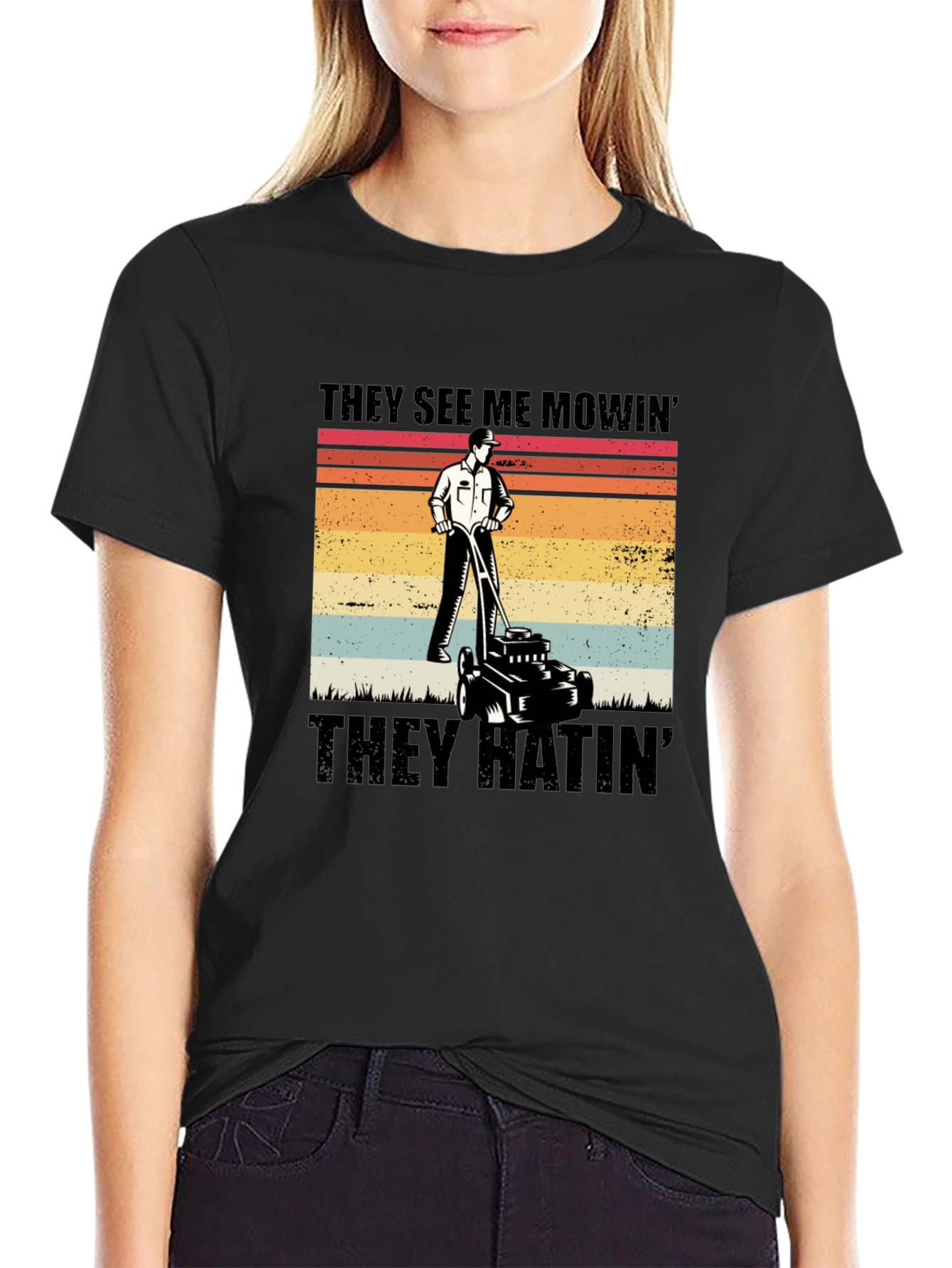 They See Me Mowin Black T-Shirt