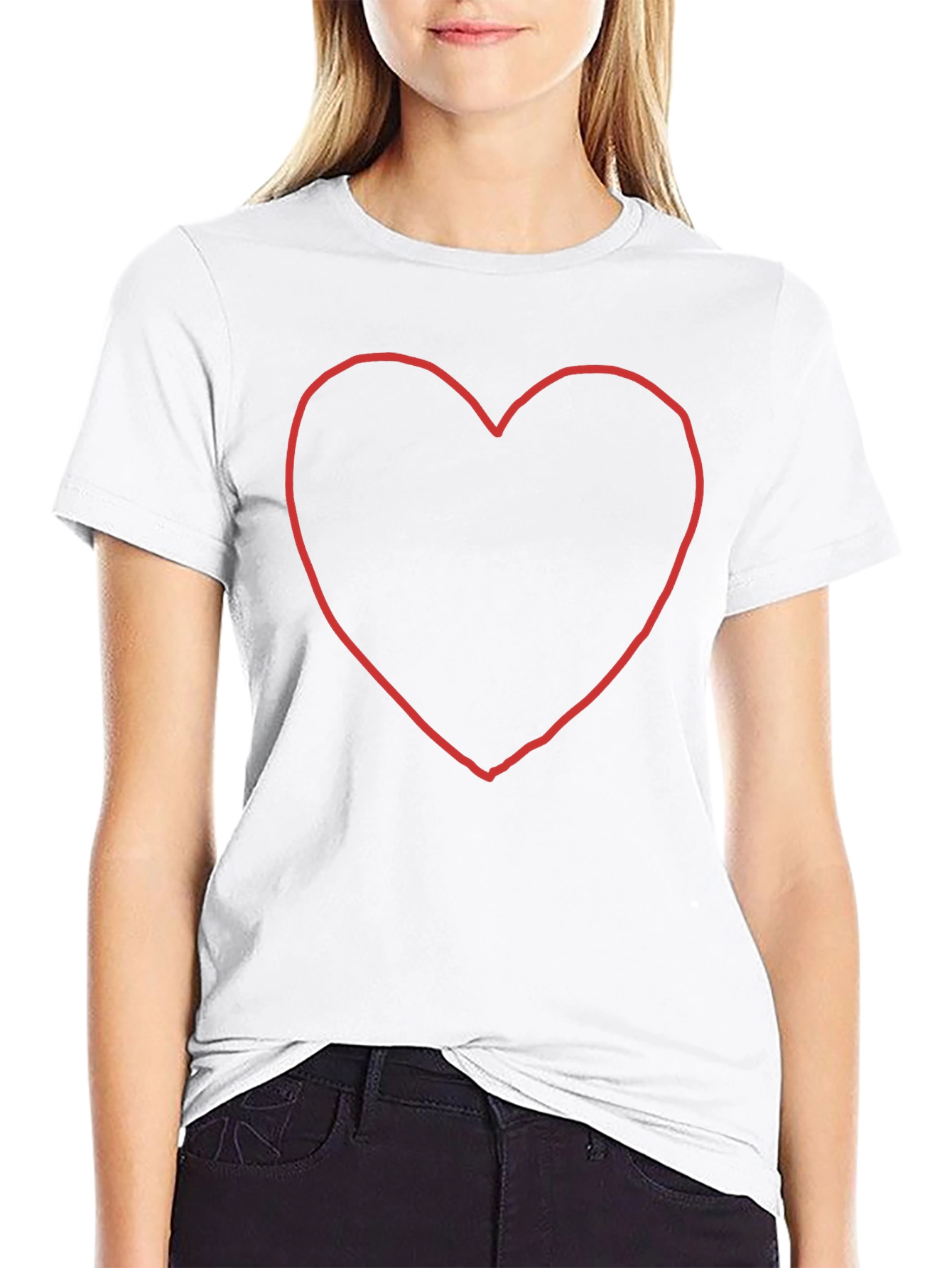 Black T-Shirt with Heart Outline