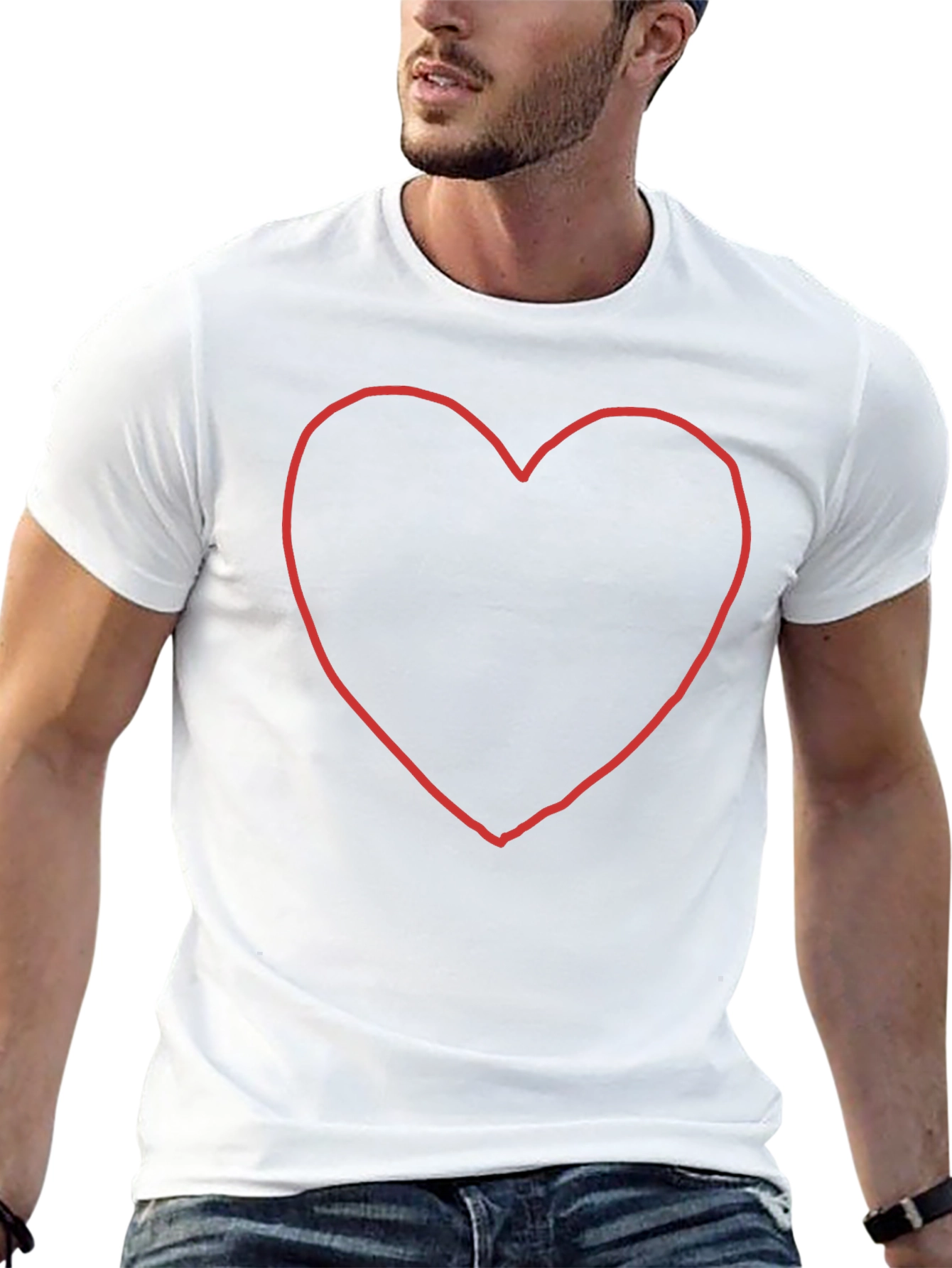 Black T-Shirt with Heart Outline