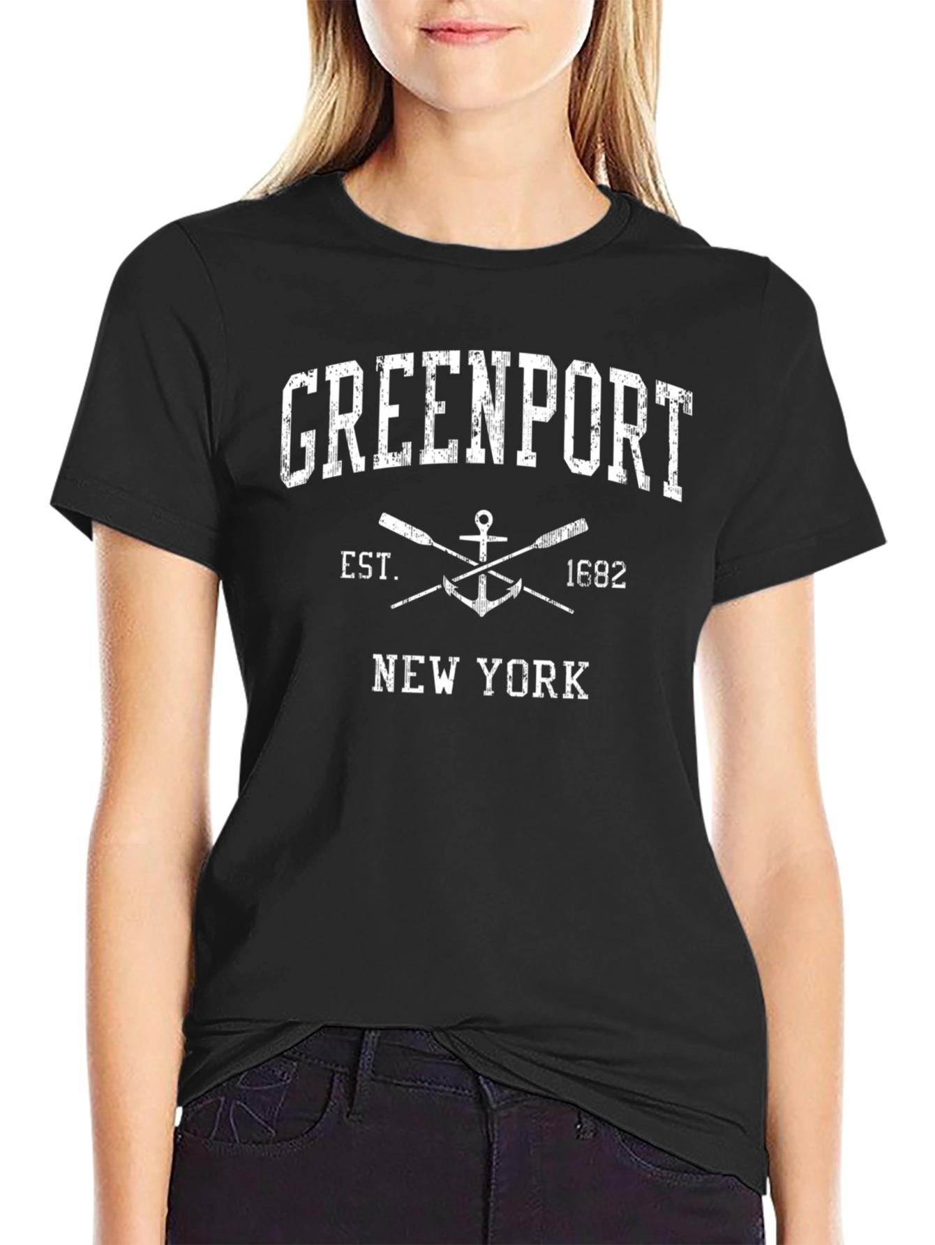 Greenport New York Black Graphic Tee