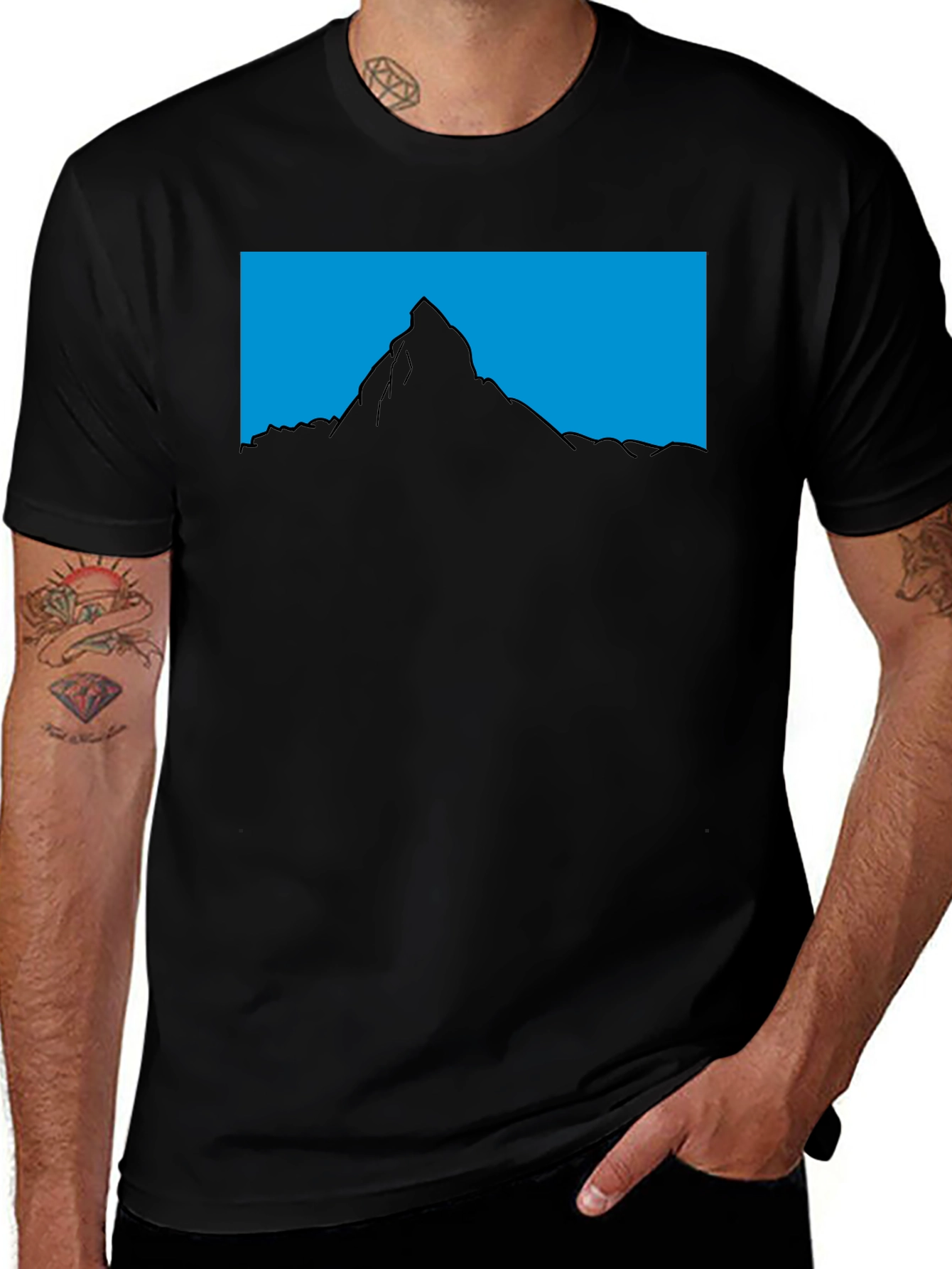 Mountain Silhouette Graphic Tee - Mens Black T-Shirt