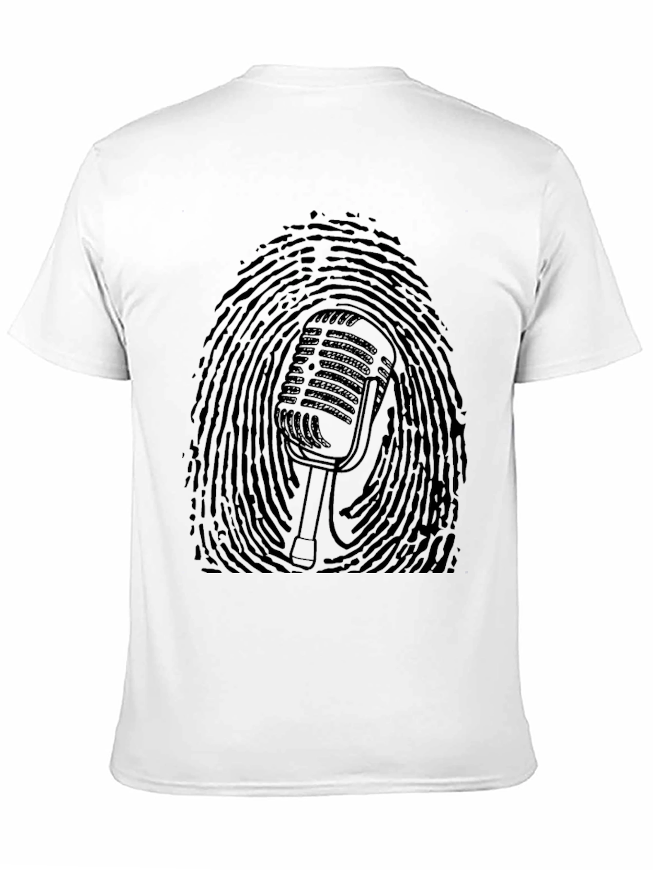 Retro Mic Fingerprint Graphic Tee - Black