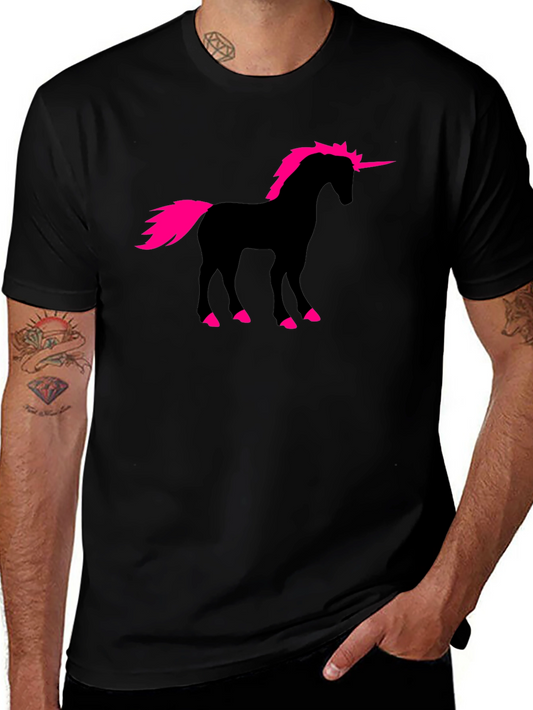 Unicorn Graphic T-Shirt - Black with Pink Accents