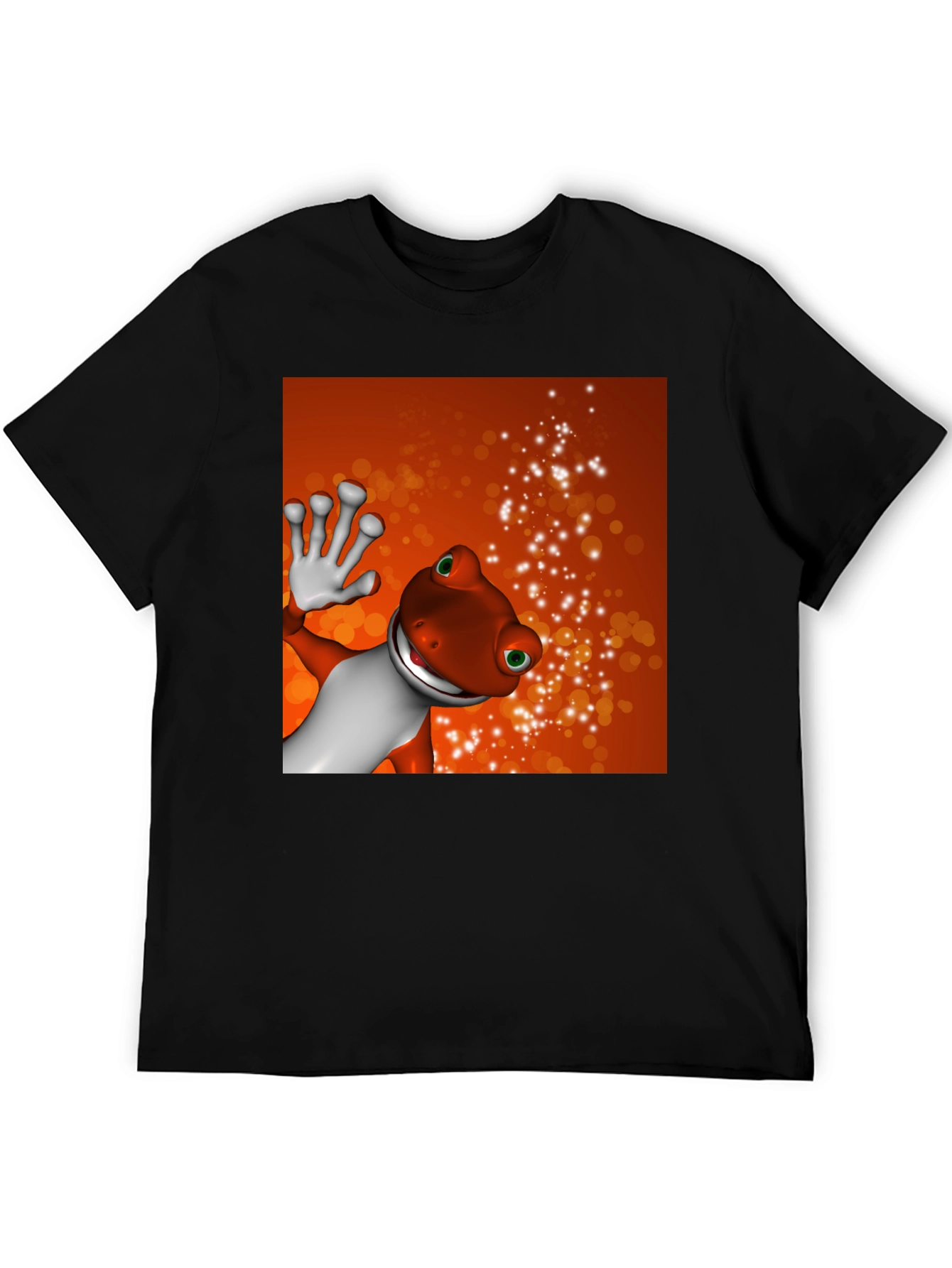 Cartoon Gecko Black T-Shirt