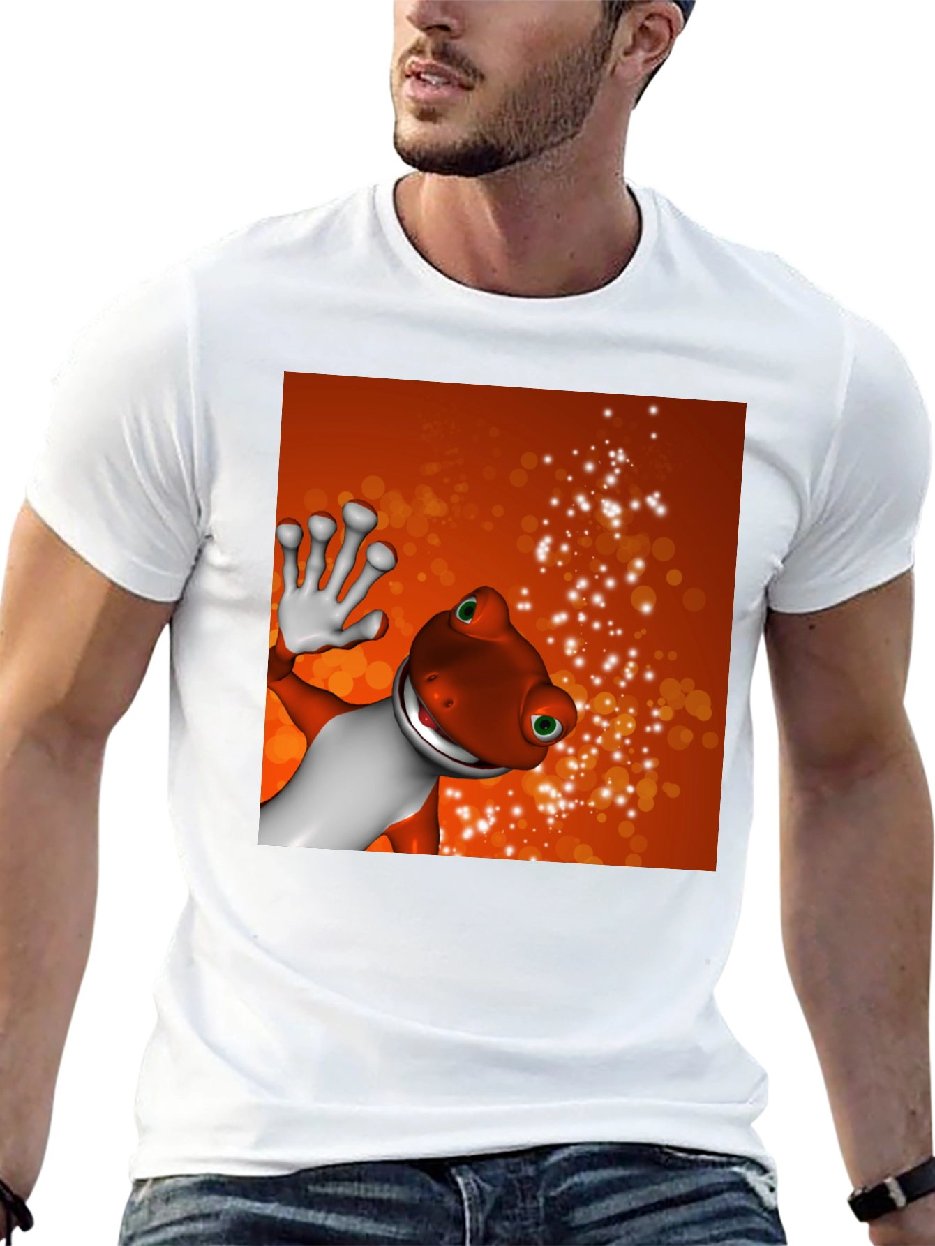 Cartoon Gecko Black T-Shirt
