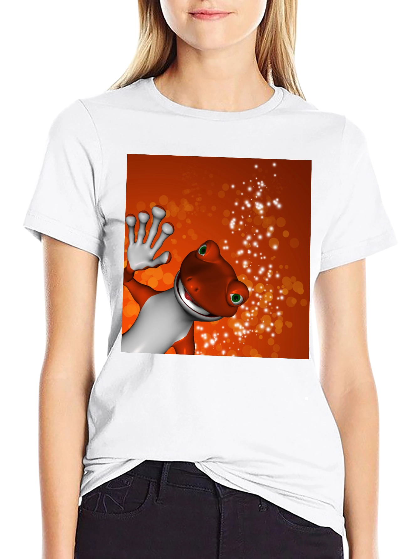 Cartoon Gecko Black T-Shirt