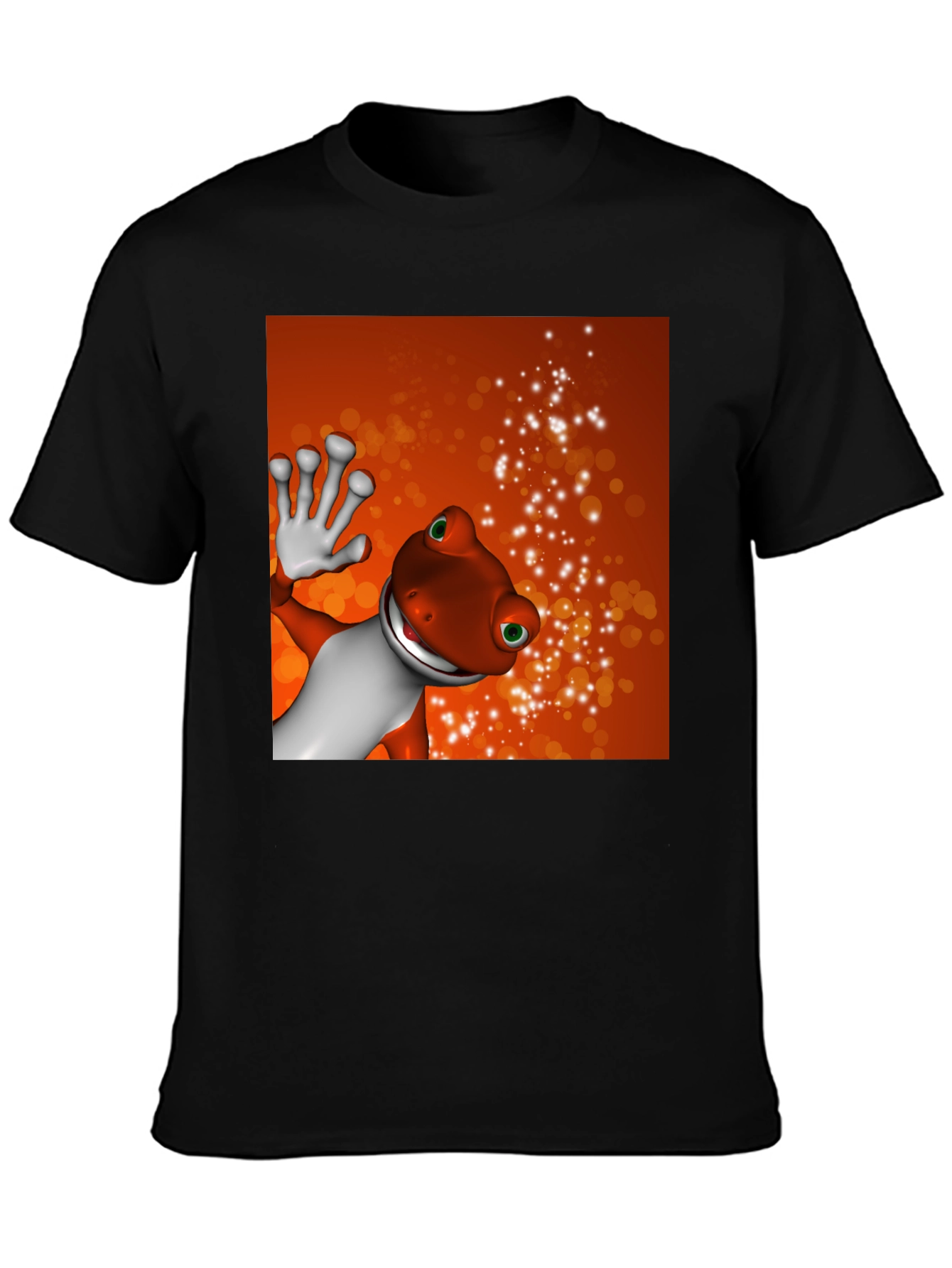 Cartoon Gecko Black T-Shirt