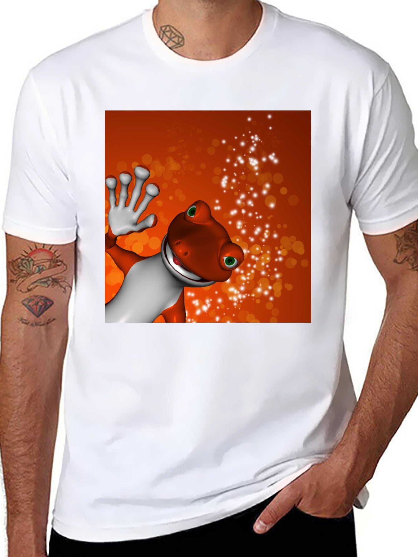 Cartoon Gecko Black T-Shirt
