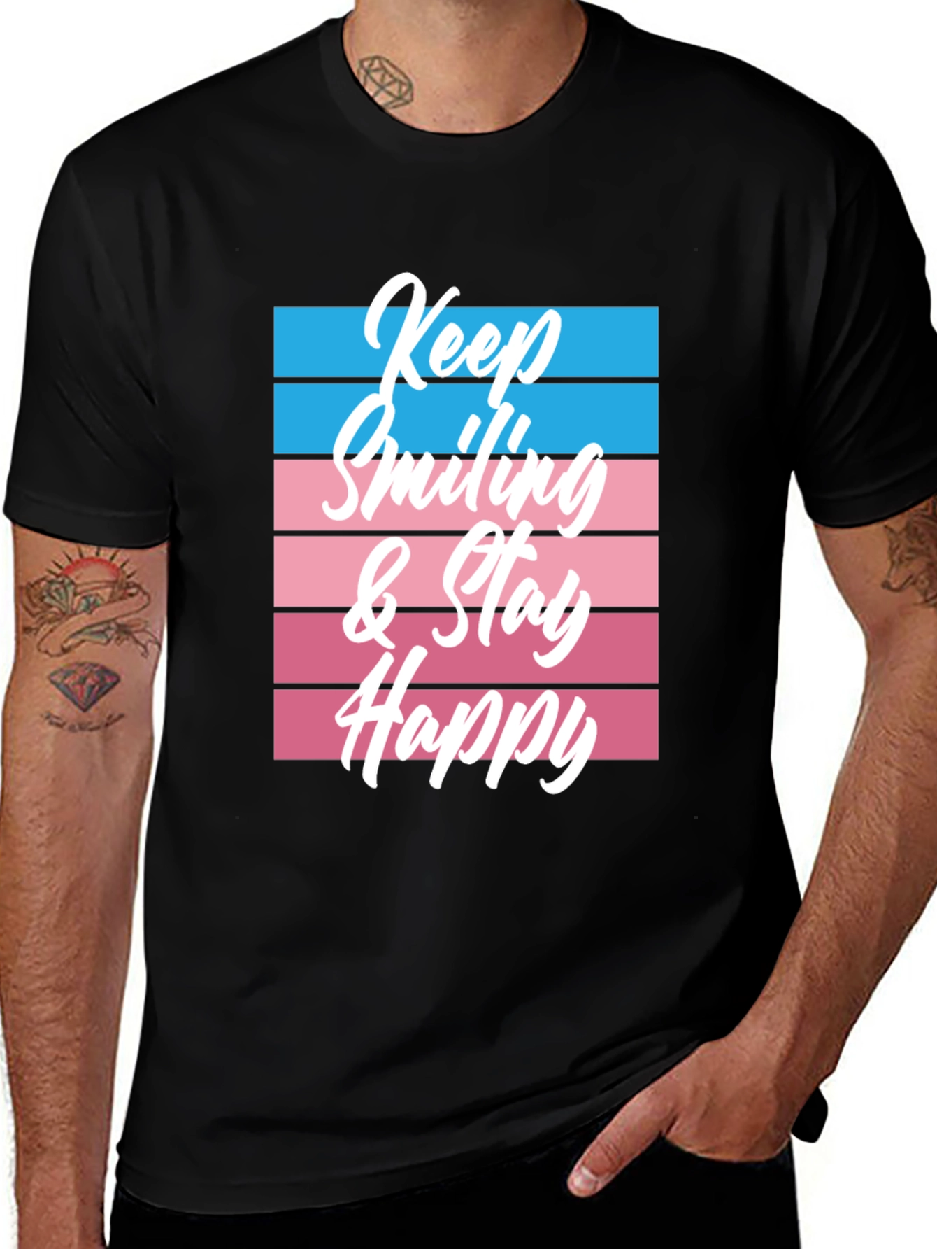 Keep Smiling Graphic Tee - Black