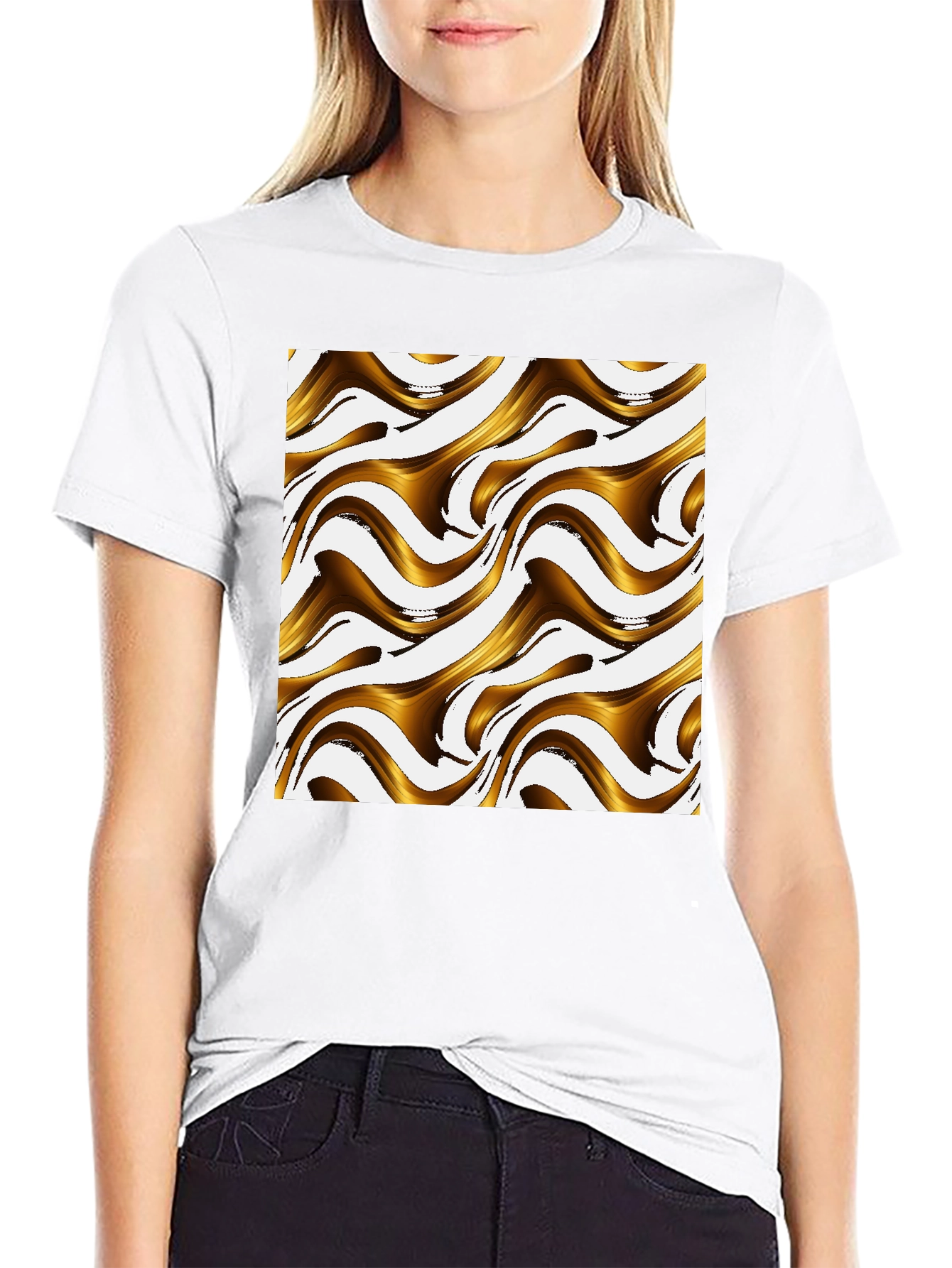Abstract Swirls Graphic Tee - Modern Black T-Shirt