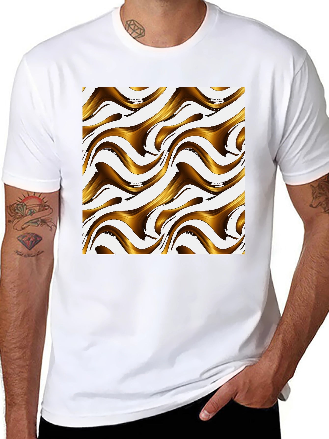 Abstract Swirls Graphic Tee - Modern Black T-Shirt