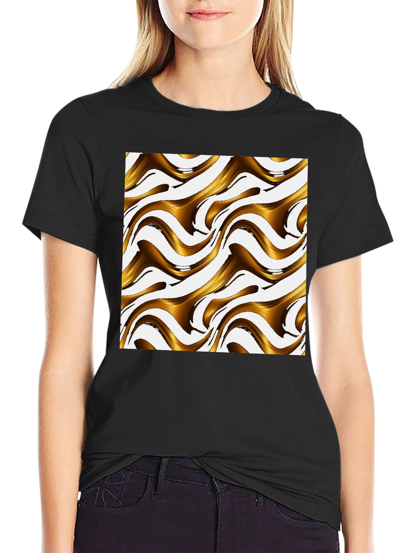 Abstract Swirls Graphic Tee - Modern Black T-Shirt