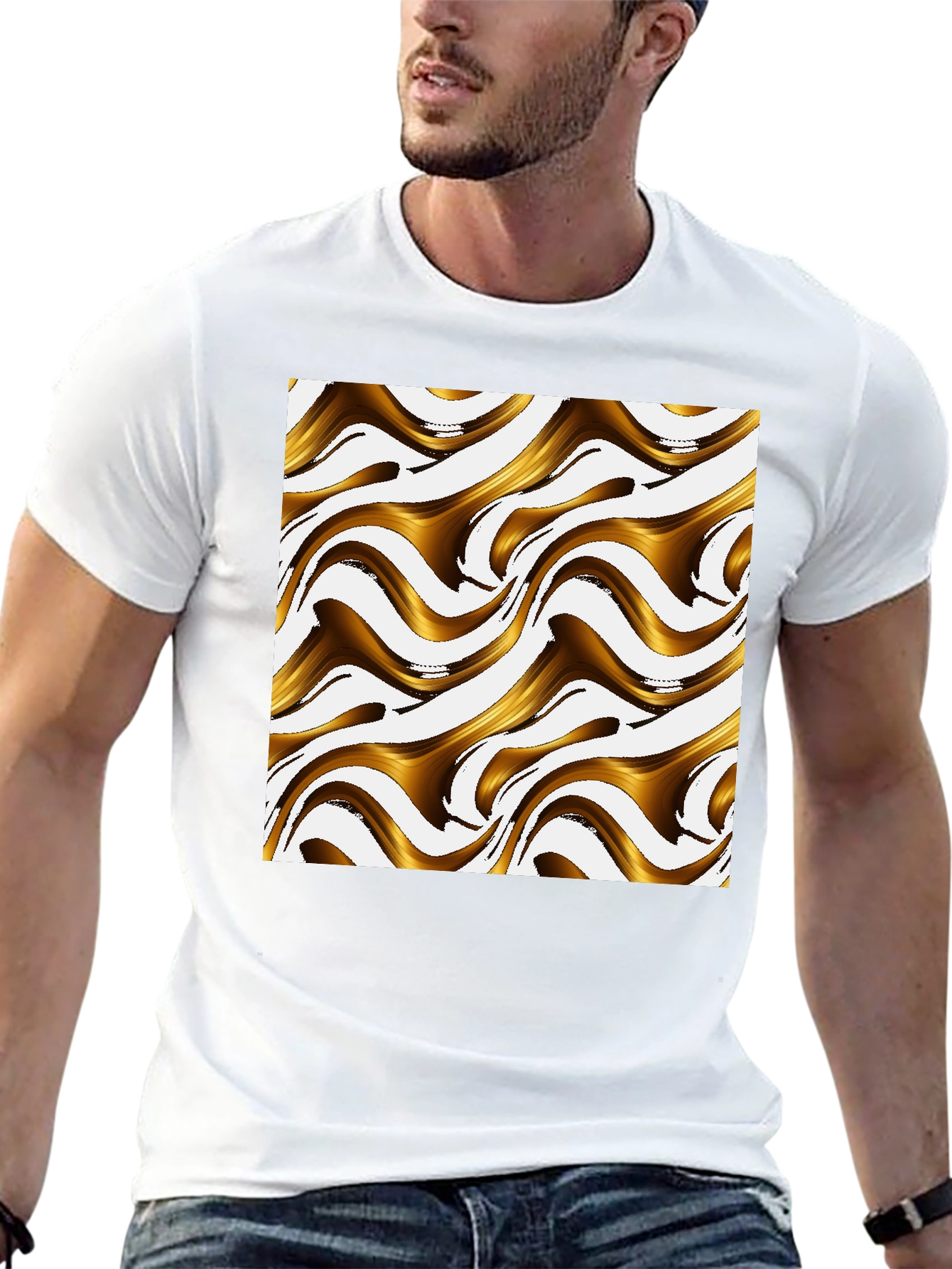 Abstract Swirls Graphic Tee - Modern Black T-Shirt