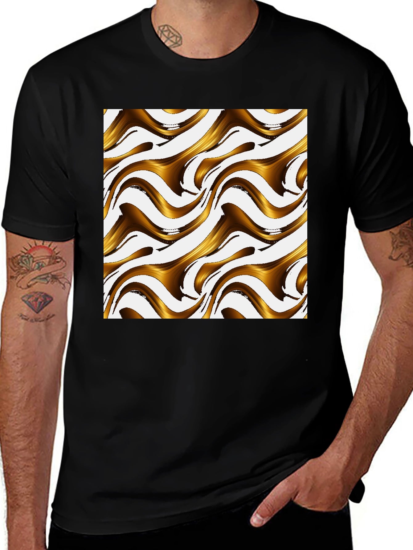 Abstract Swirls Graphic Tee - Modern Black T-Shirt