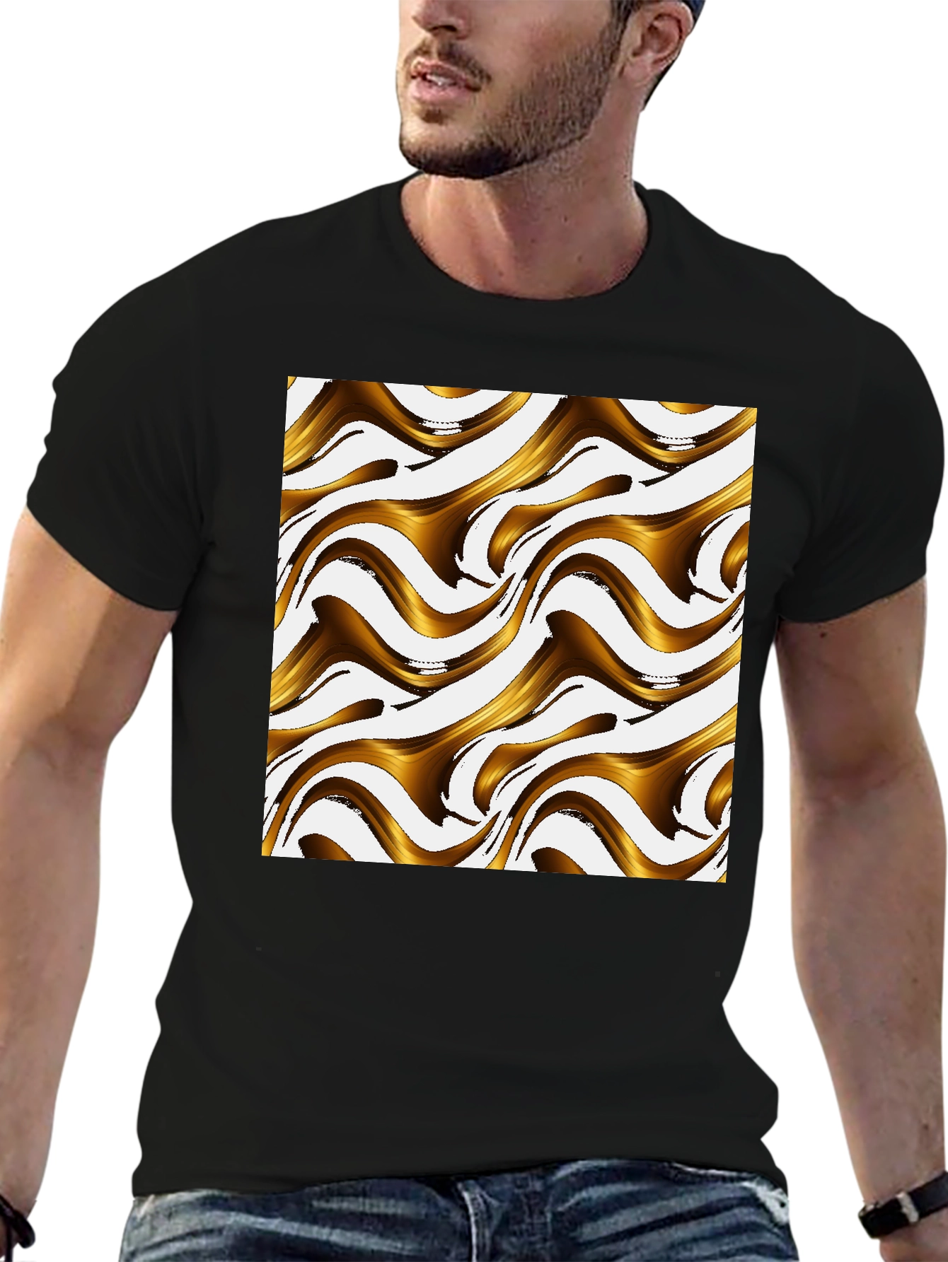 Abstract Swirls Graphic Tee - Modern Black T-Shirt