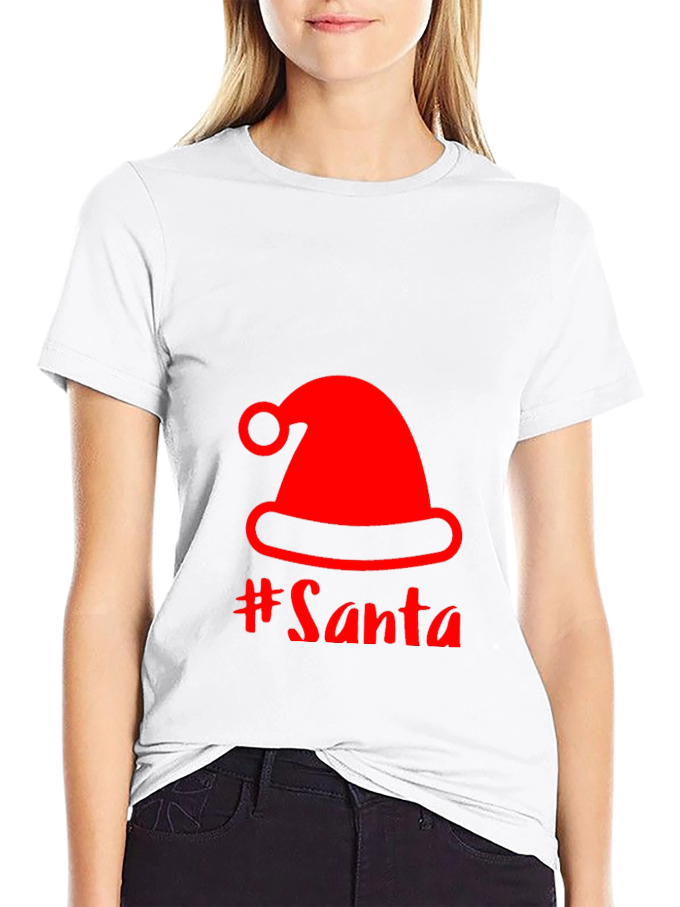 Festive Santa Hat Graphic Tee - Holiday Cheer