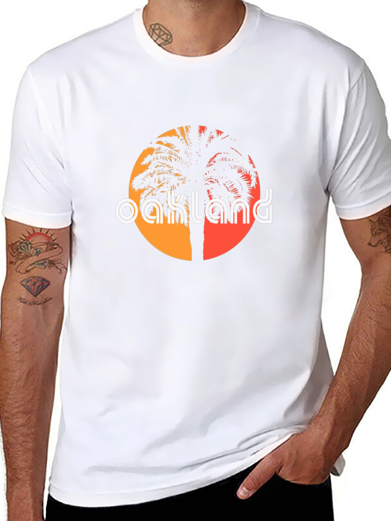 Oakland Palm Tree Graphic Tee - Retro Style