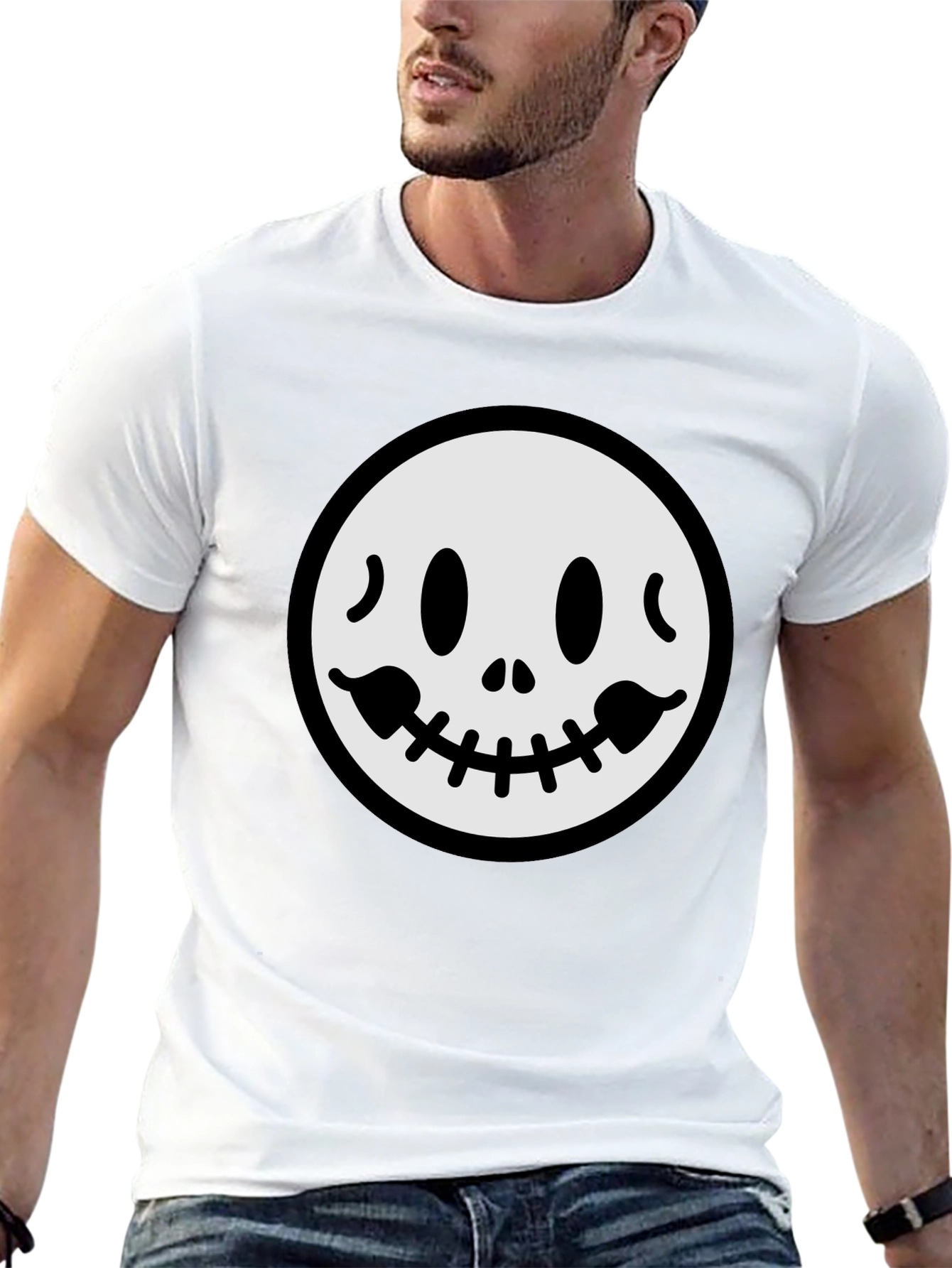 Spooky Smile Graphic Tee - Black Cotton T-Shirt