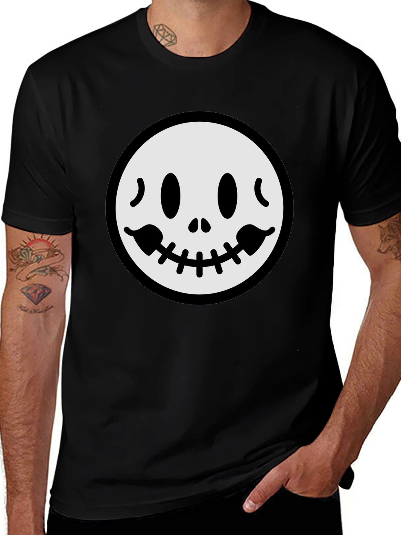Spooky Smile Graphic Tee - Black Cotton T-Shirt