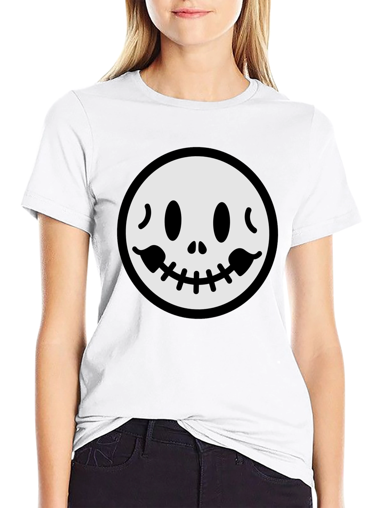 Spooky Smile Graphic Tee - Black Cotton T-Shirt