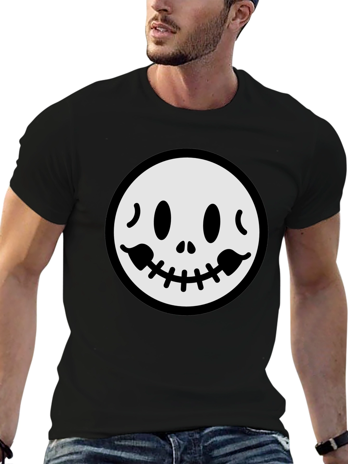Spooky Smile Graphic Tee - Black Cotton T-Shirt