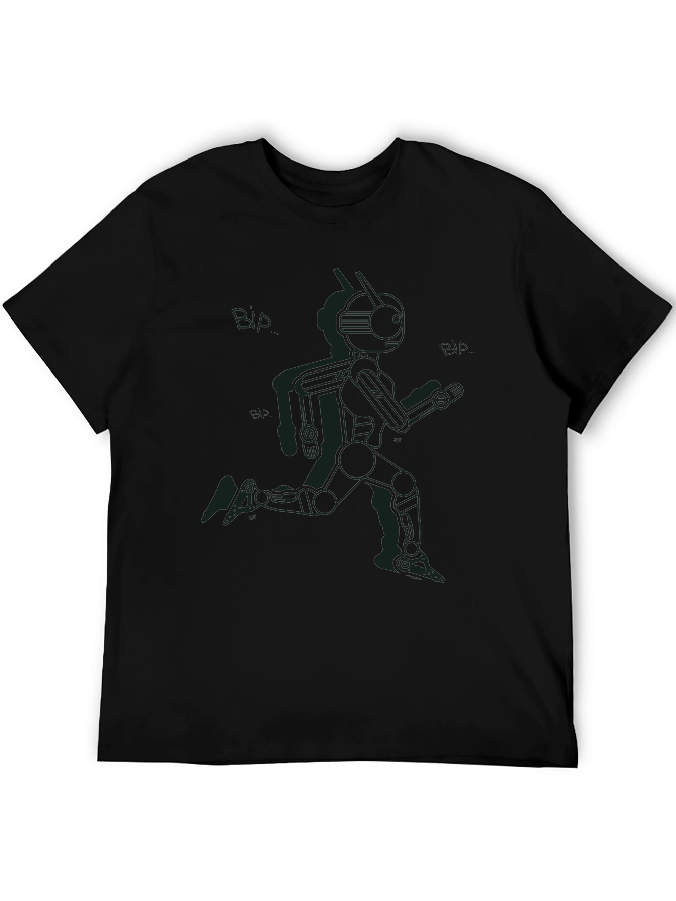 Retro Robot Run Black T-Shirt - Sci-Fi Style