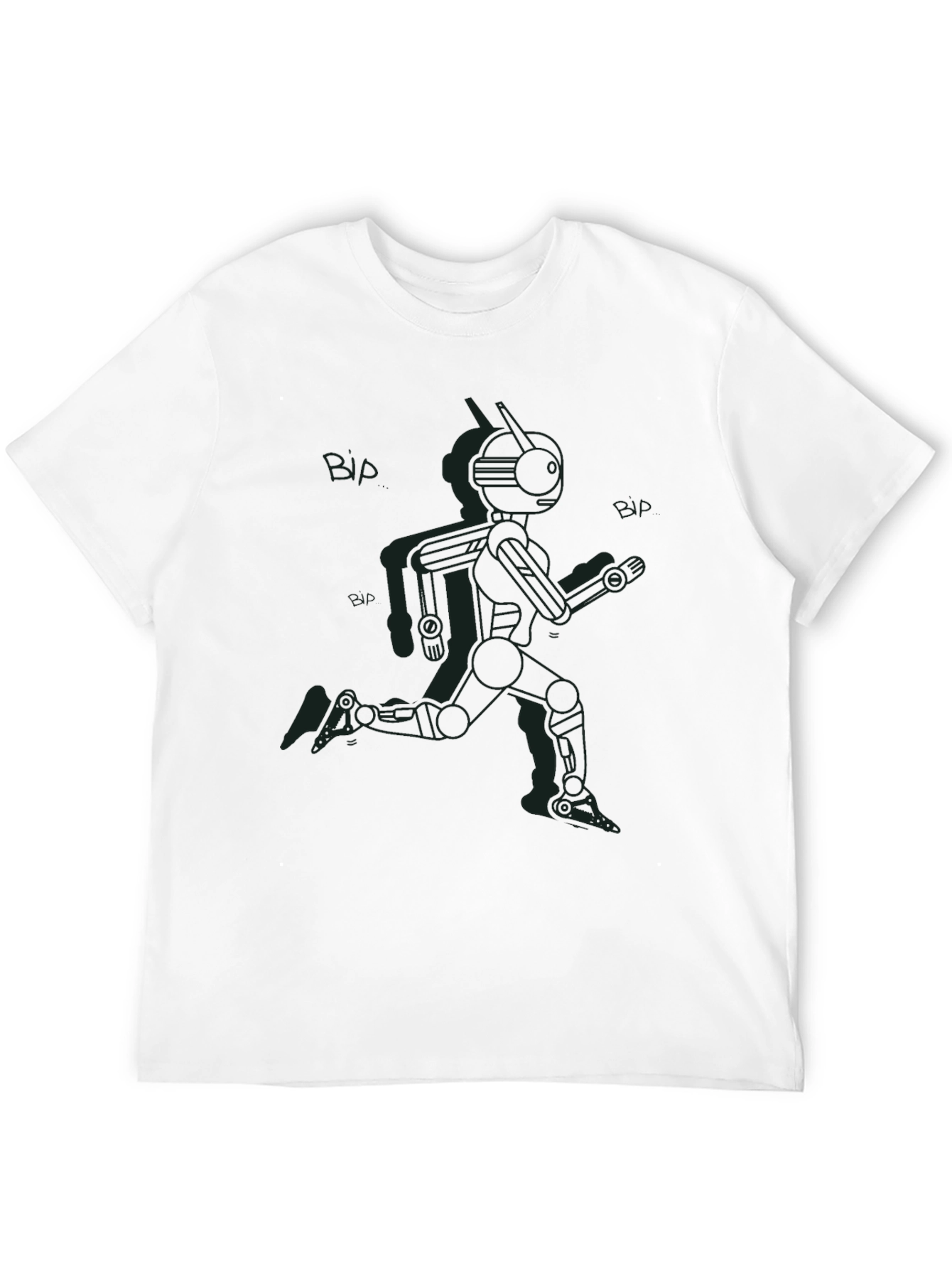 Retro Robot Run Black T-Shirt - Sci-Fi Style