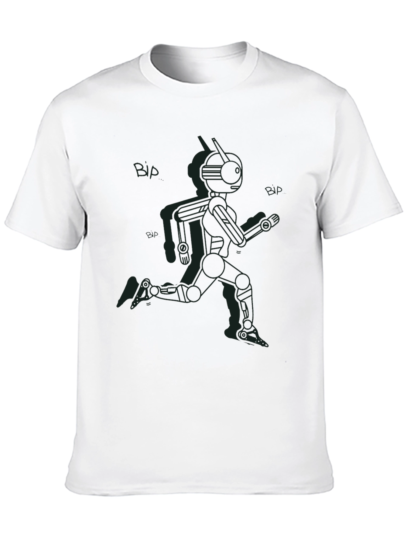 Retro Robot Run Black T-Shirt - Sci-Fi Style