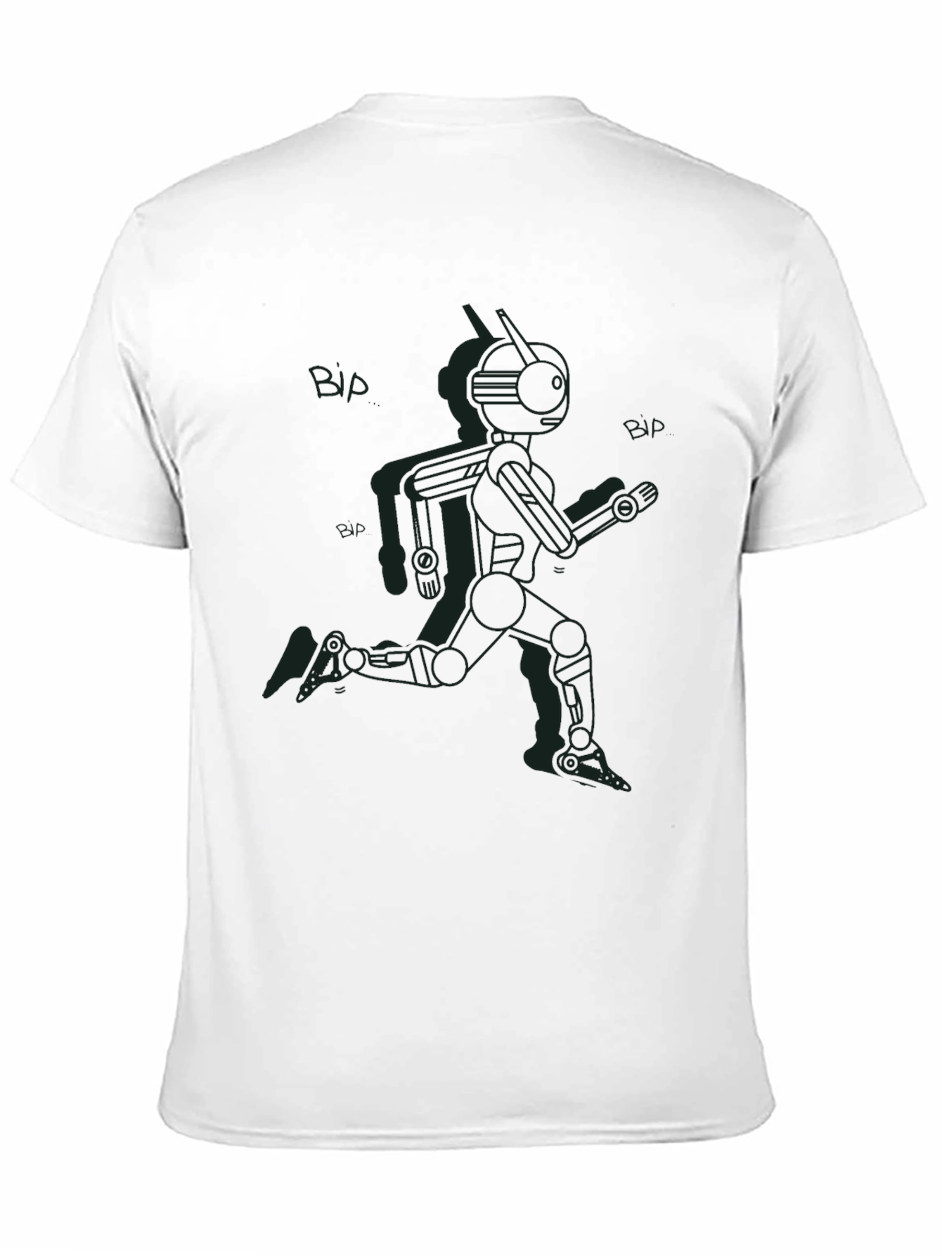 Retro Robot Run Black T-Shirt - Sci-Fi Style