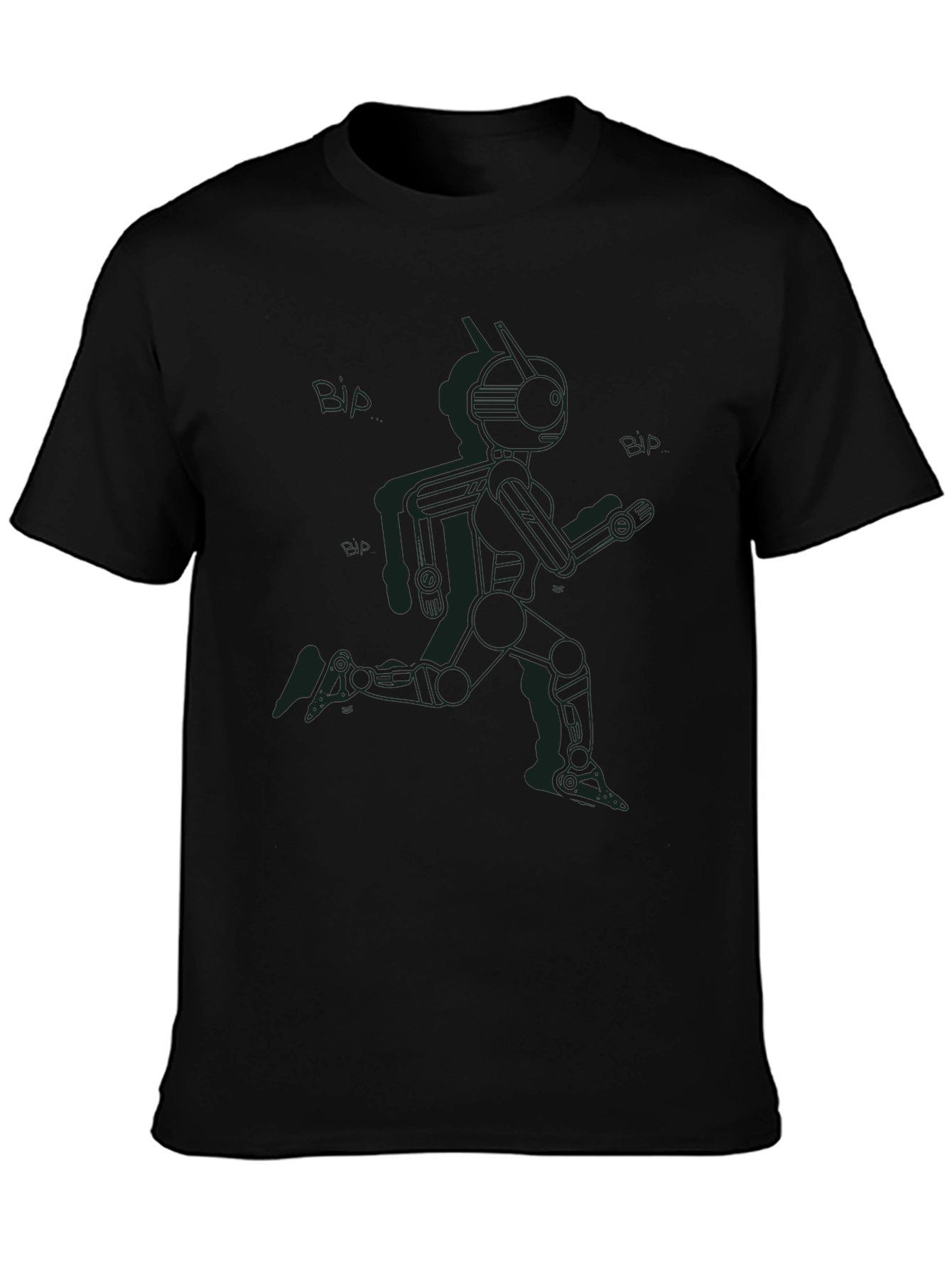 Retro Robot Run Black T-Shirt - Sci-Fi Style