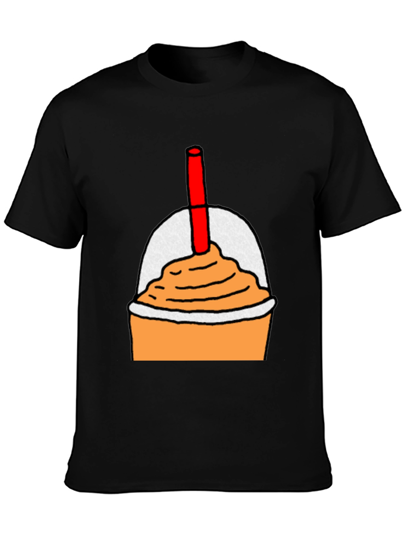 Orange Smoothie Graphic Tee - Casual Black T-Shirt
