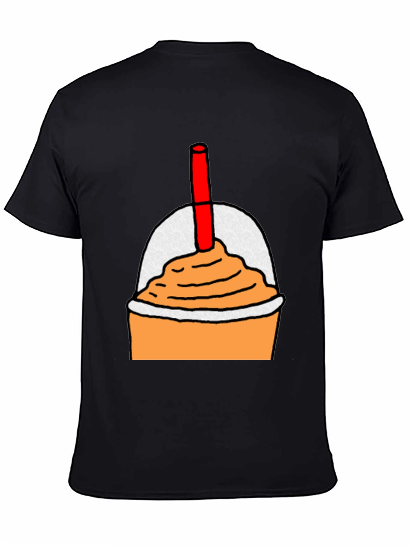 Orange Smoothie Graphic Tee - Casual Black T-Shirt