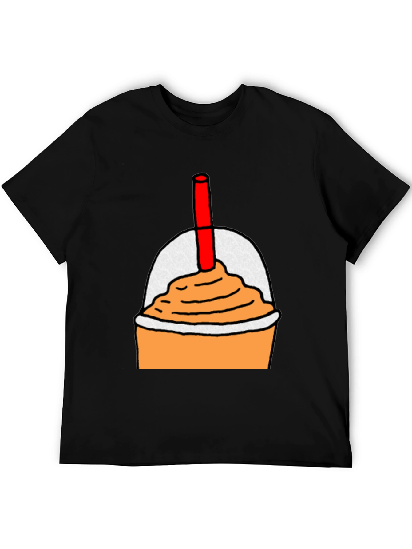 Orange Smoothie Graphic Tee - Casual Black T-Shirt