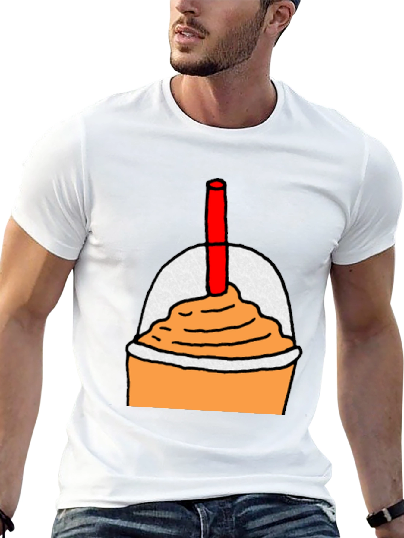 Orange Smoothie Graphic Tee - Casual Black T-Shirt