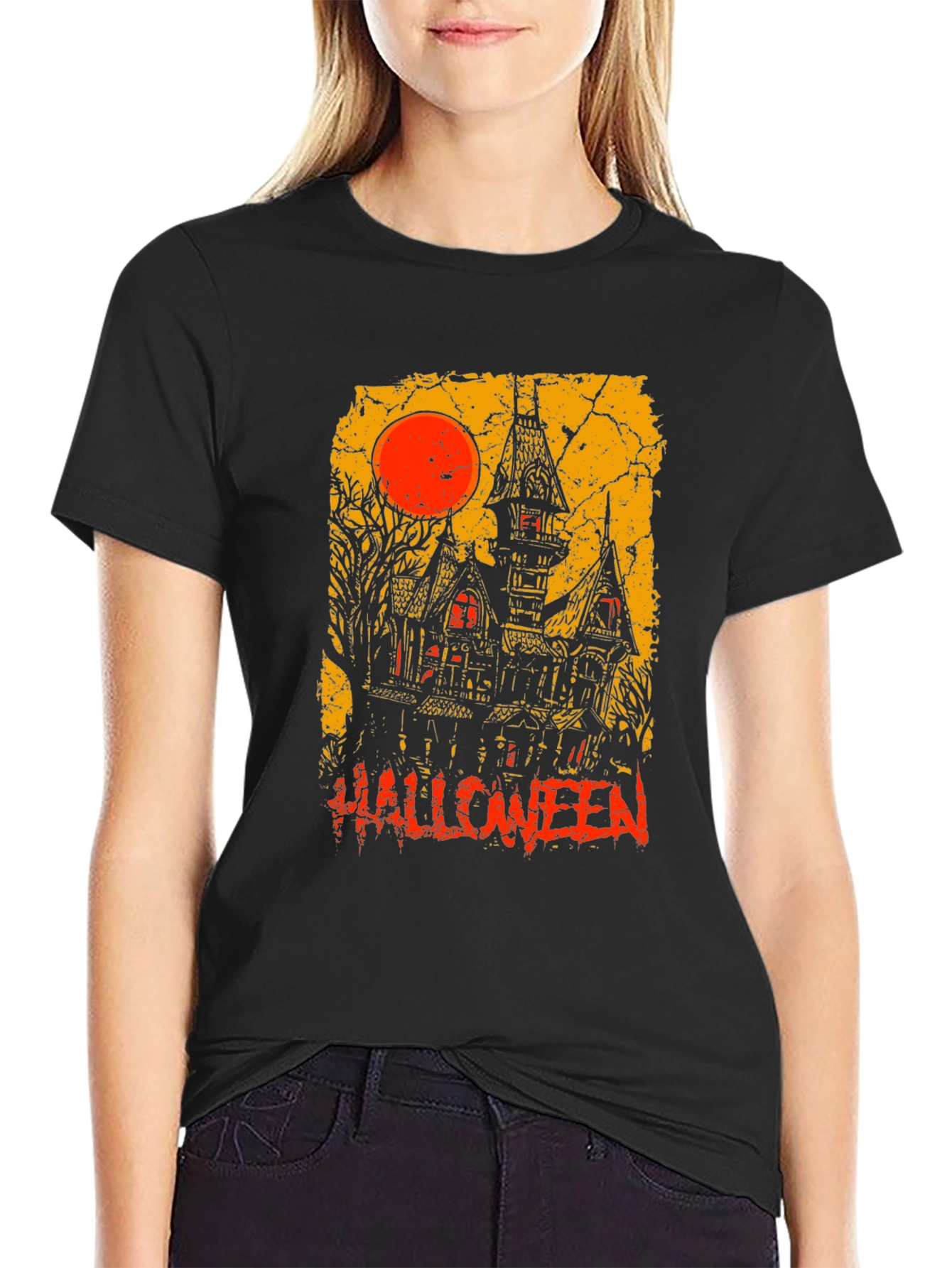 Halloween Haunted House Graphic Tee
