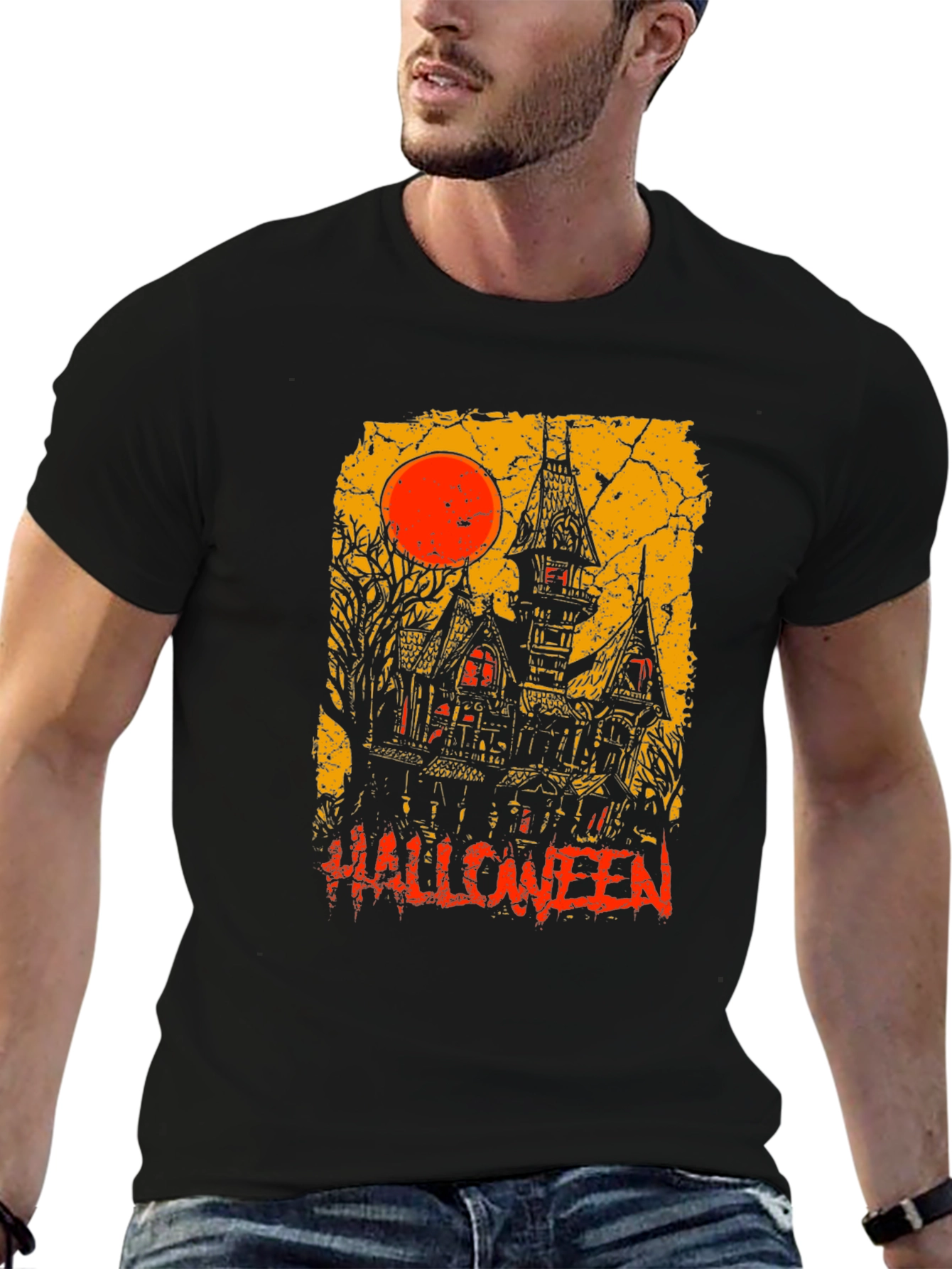 Halloween Haunted House Graphic Tee