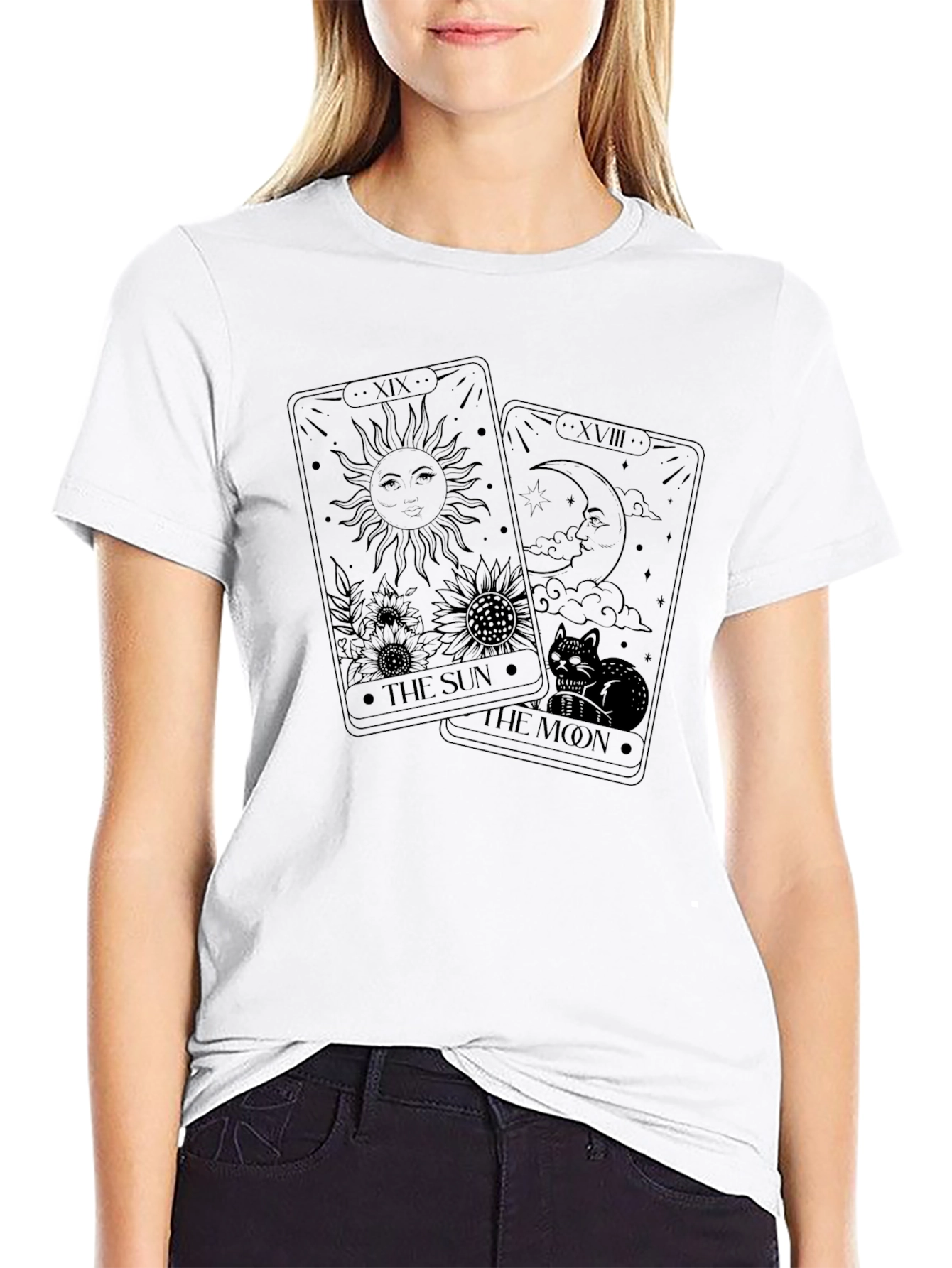 Sun and Moon Tarot Card Graphic T-Shirt