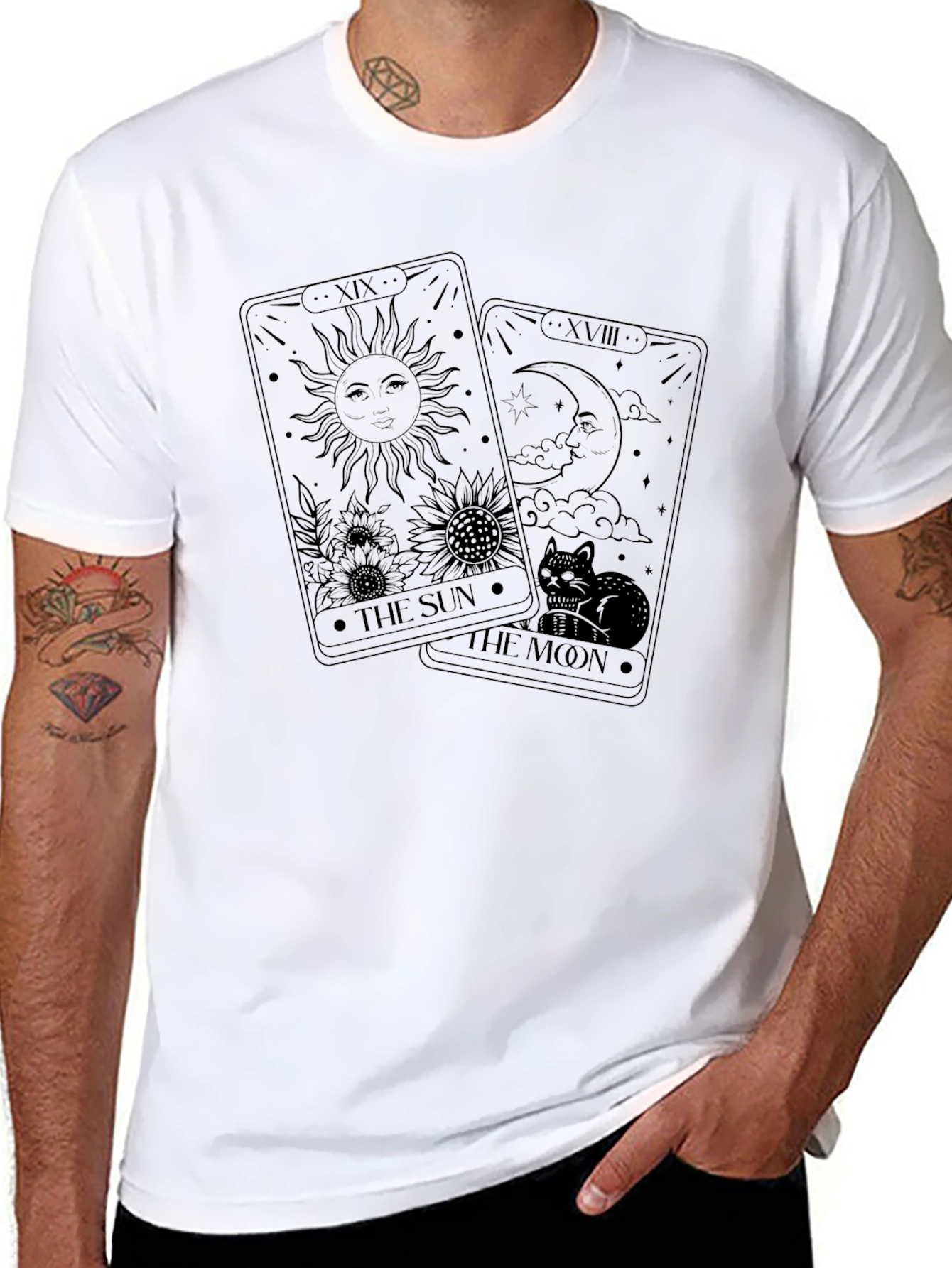 Sun and Moon Tarot Card Graphic T-Shirt