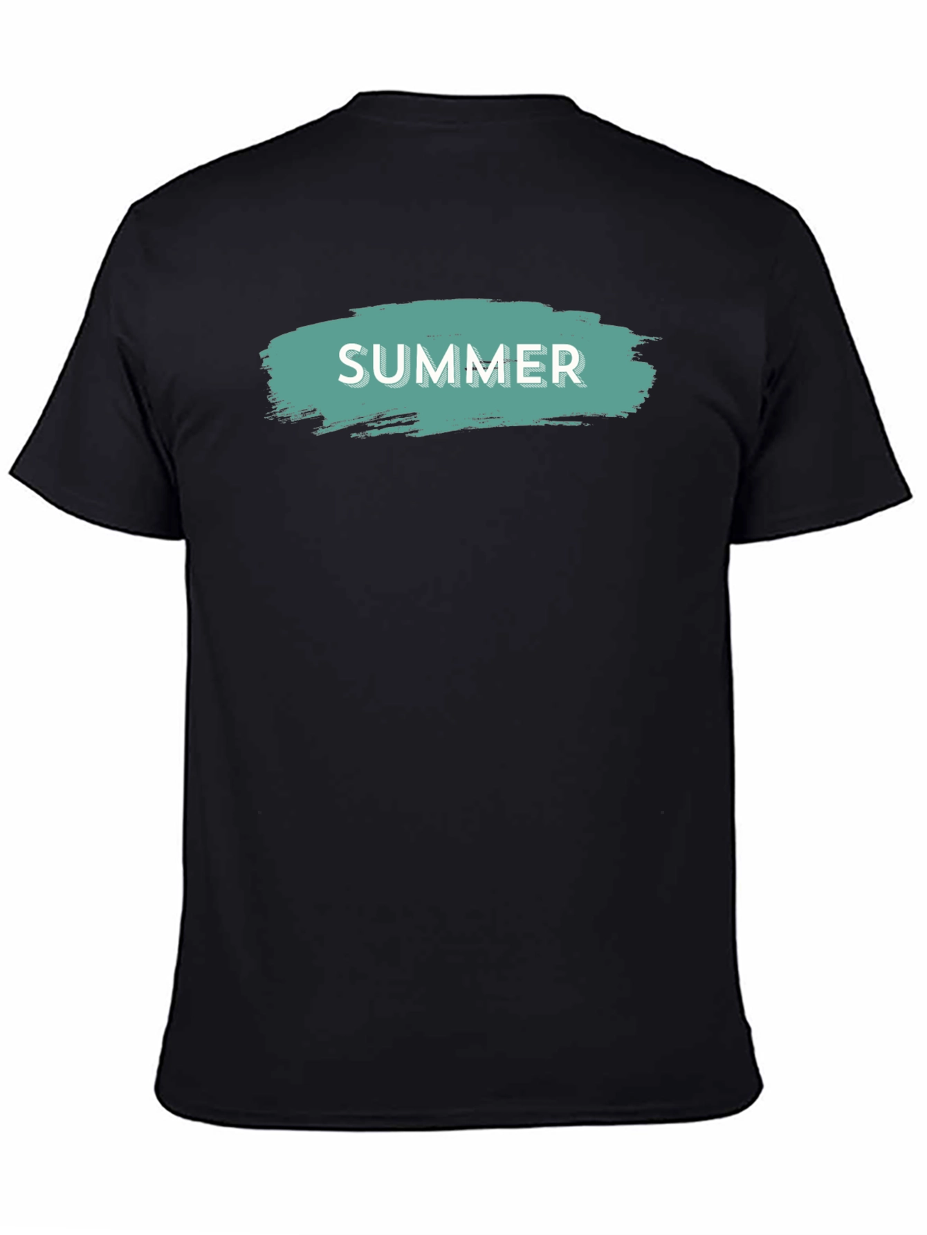 Summer Brushstroke Graphic Tee - Casual Black T-Shirt