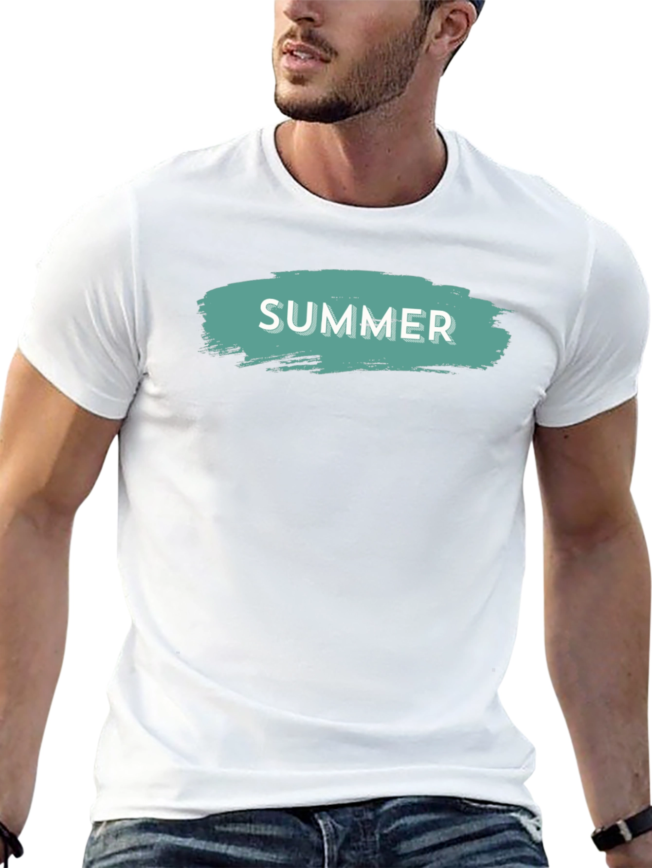 Summer Brushstroke Graphic Tee - Casual Black T-Shirt