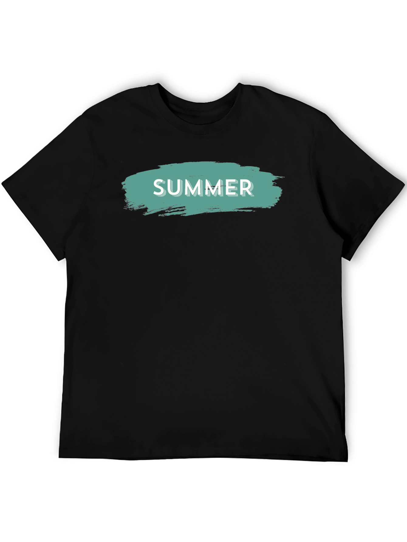 Summer Brushstroke Graphic Tee - Casual Black T-Shirt