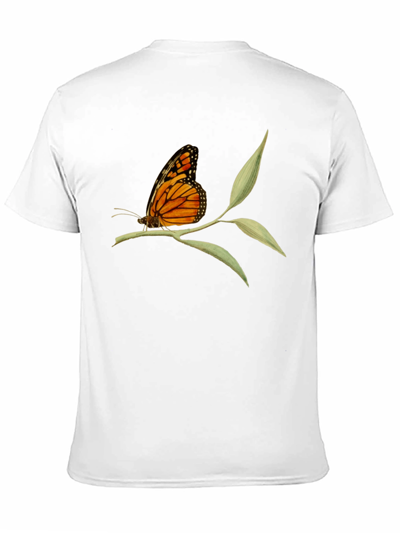 Butterfly on Branch Graphic Tee - Black Cotton T-Shirt