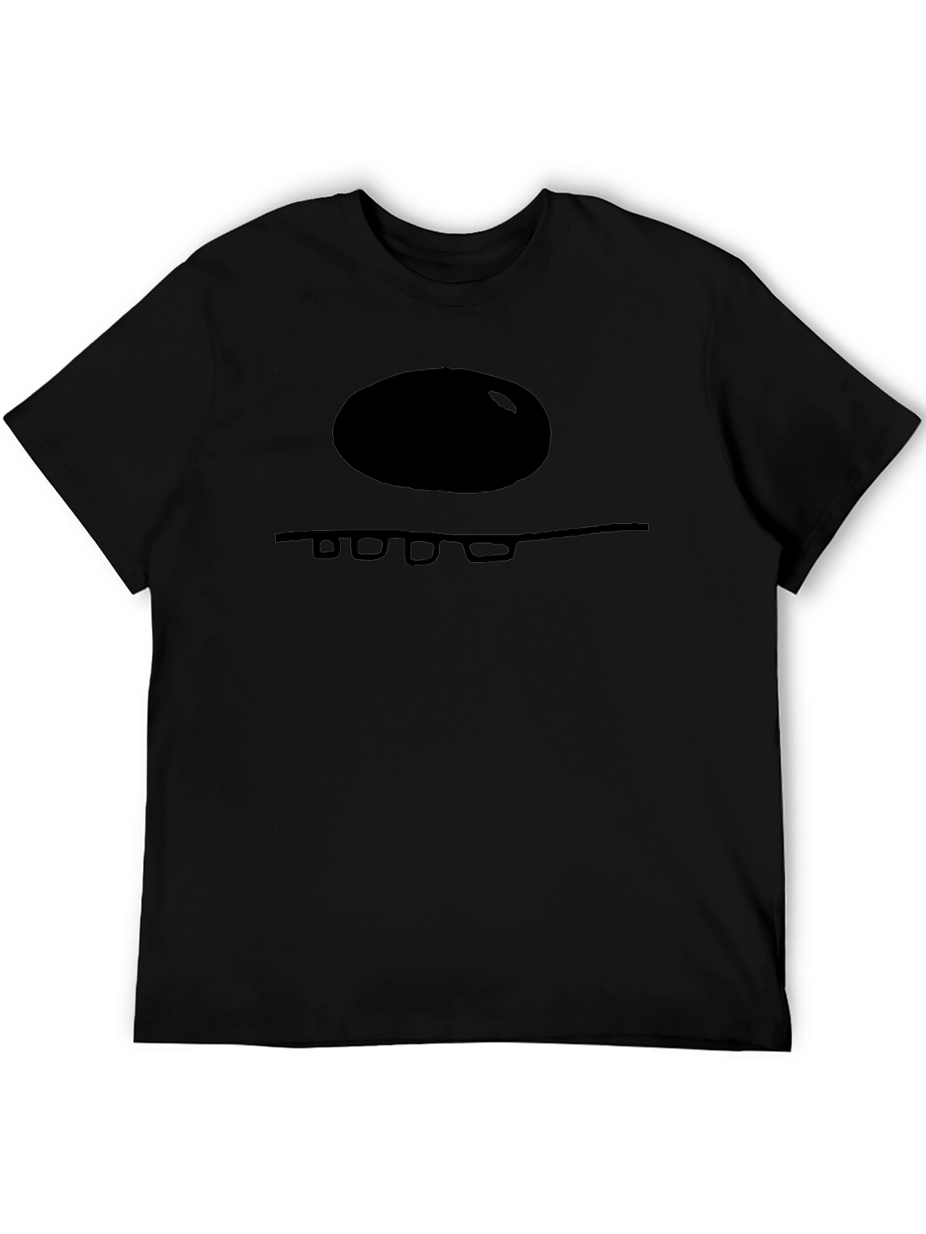 Minimalist Black T-Shirt with Abstract Face Design