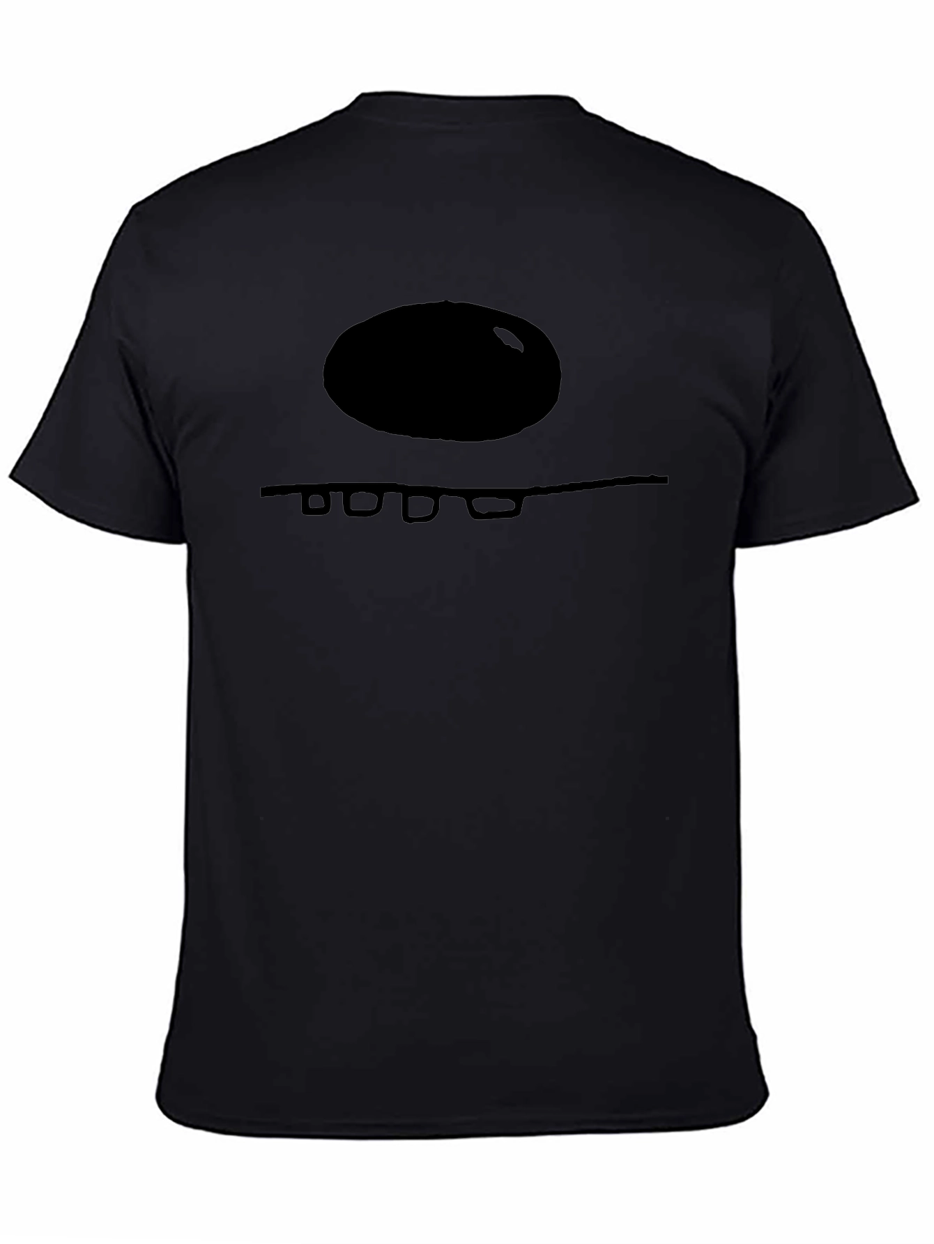 Minimalist Black T-Shirt with Abstract Face Design