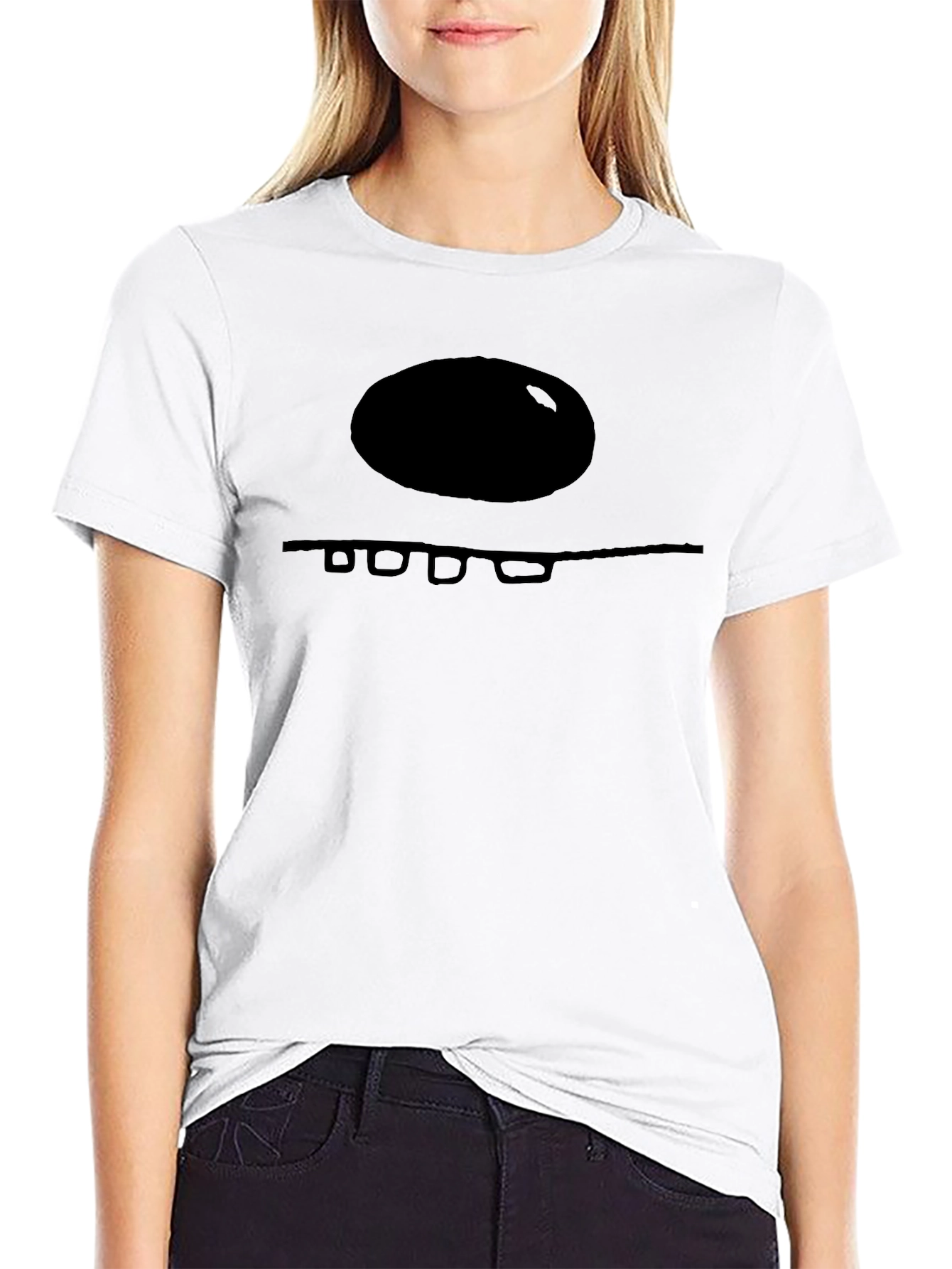 Minimalist Black T-Shirt with Abstract Face Design