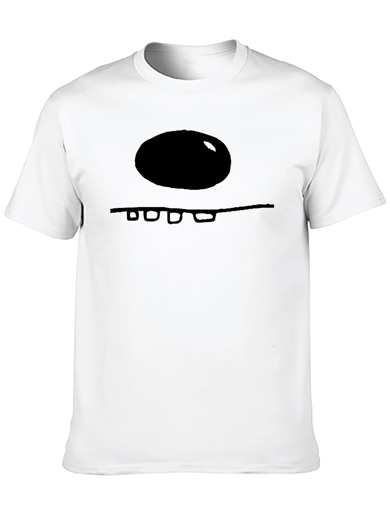 Minimalist Black T-Shirt with Abstract Face Design