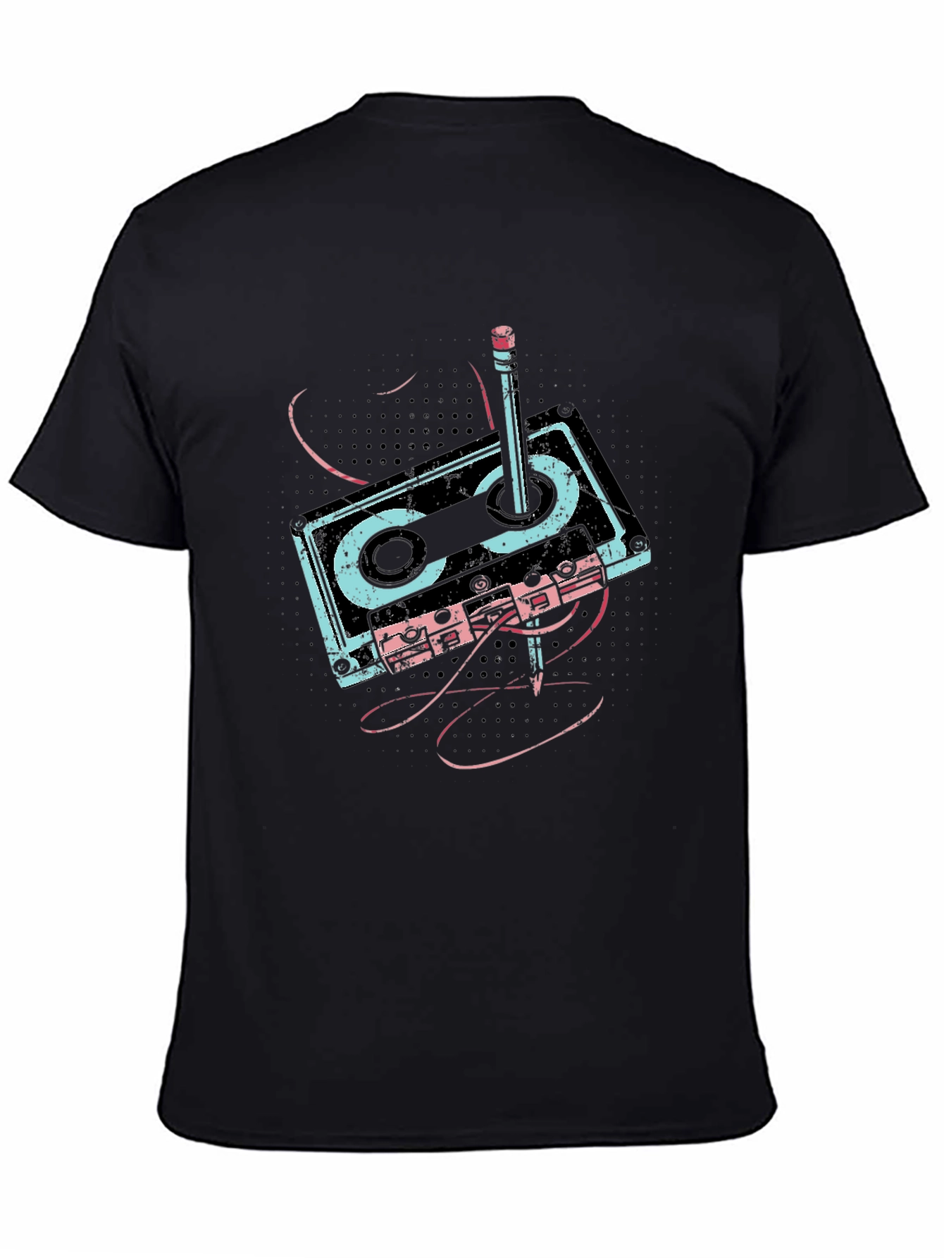 Retro Cassette & Pencil Graphic T-Shirt