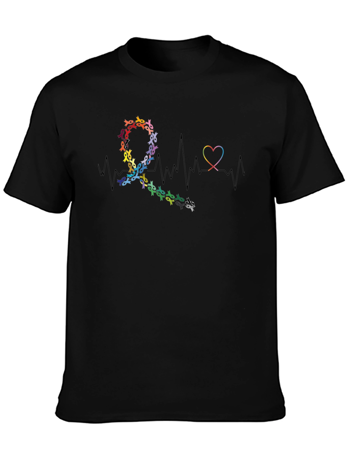 Awareness Ribbon Heartbeat Graphic T-Shirt